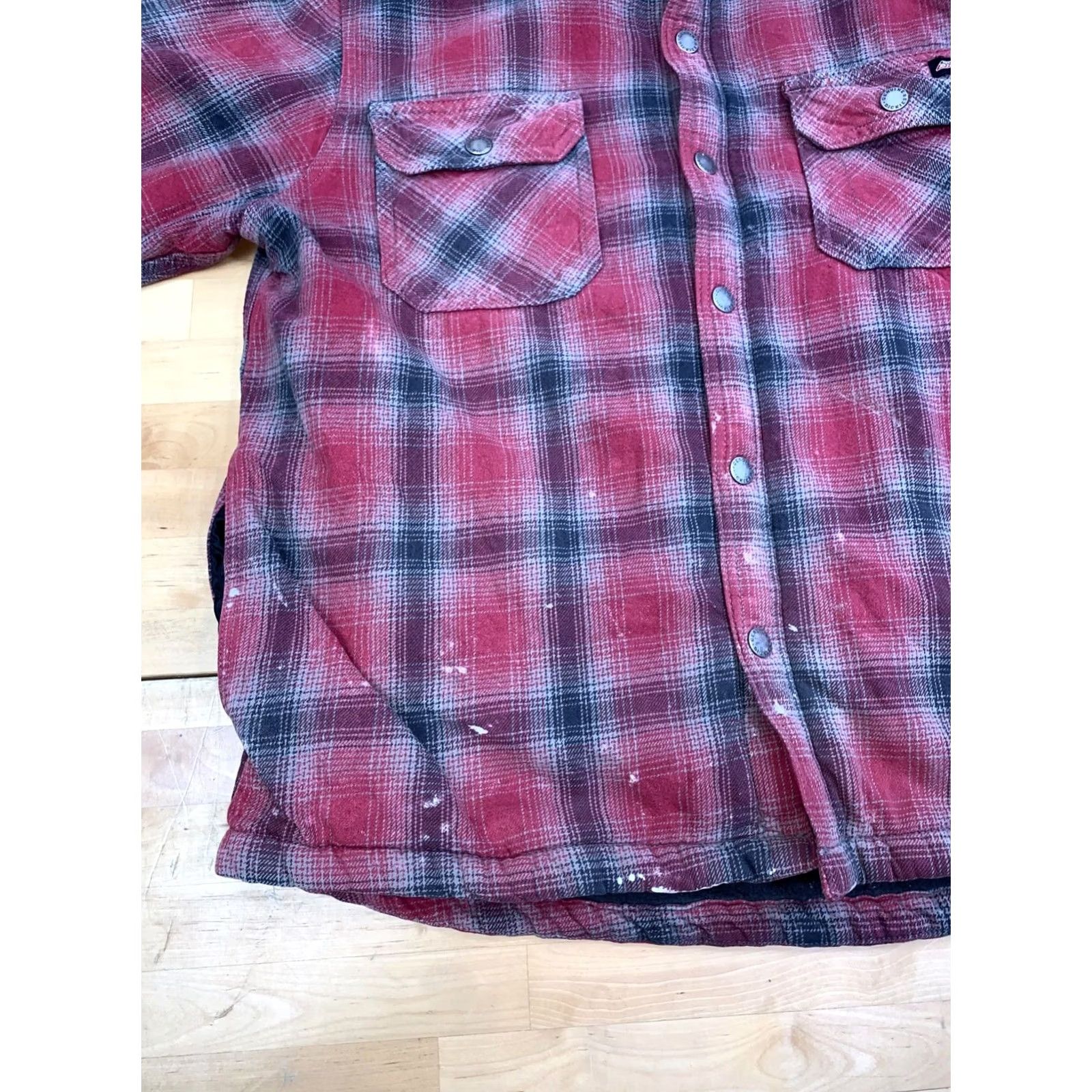 Dickies VINTAGE Dickies Jacket Men L Red Plaid Sherpa Lined Flannel Workwear Distress 13045 Size US L / EU 52-54 / 3 - 4 Thumbnail