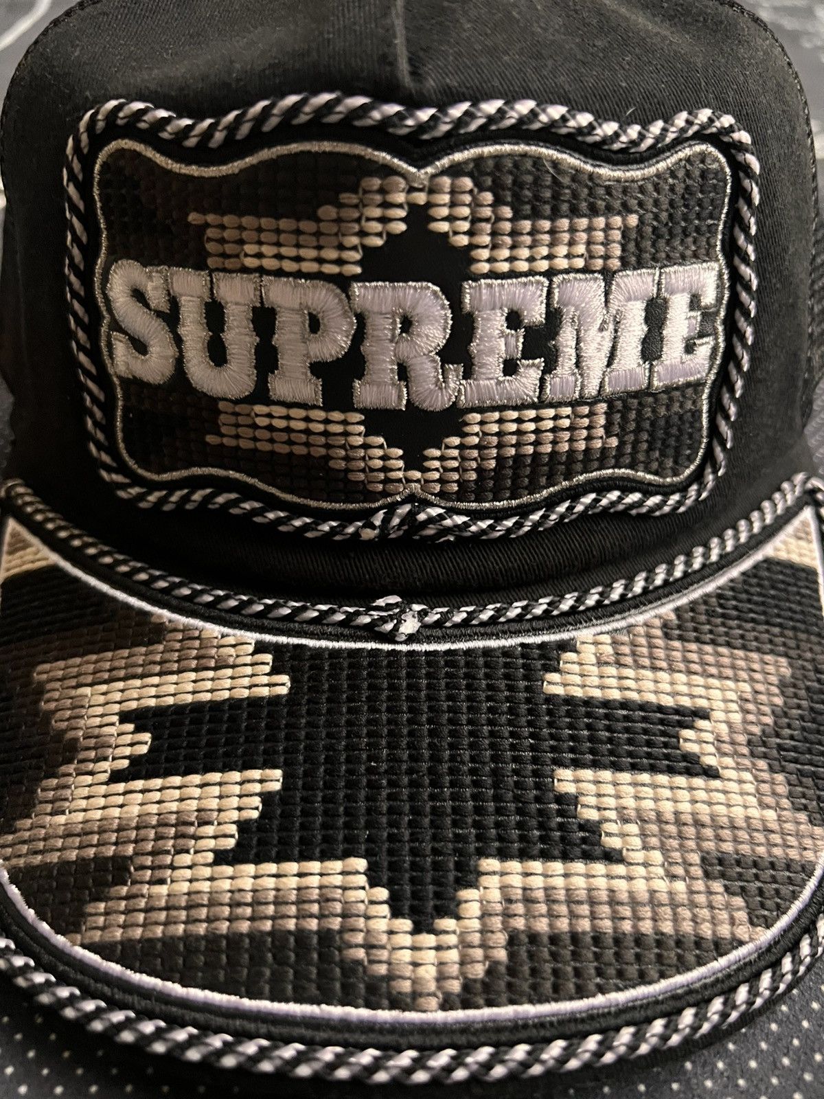 Supreme Supreme Western Embroidered Mesh Back 5-Panel Hat Cap Black Size ONE SIZE - 3 Thumbnail