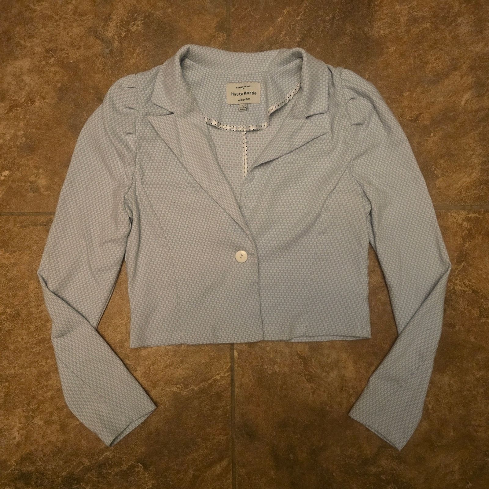 Other Light Blue | HAUTE MONDE | Cropped Business Blazer Size L / US 10 / IT 46 - 1 Thumbnail