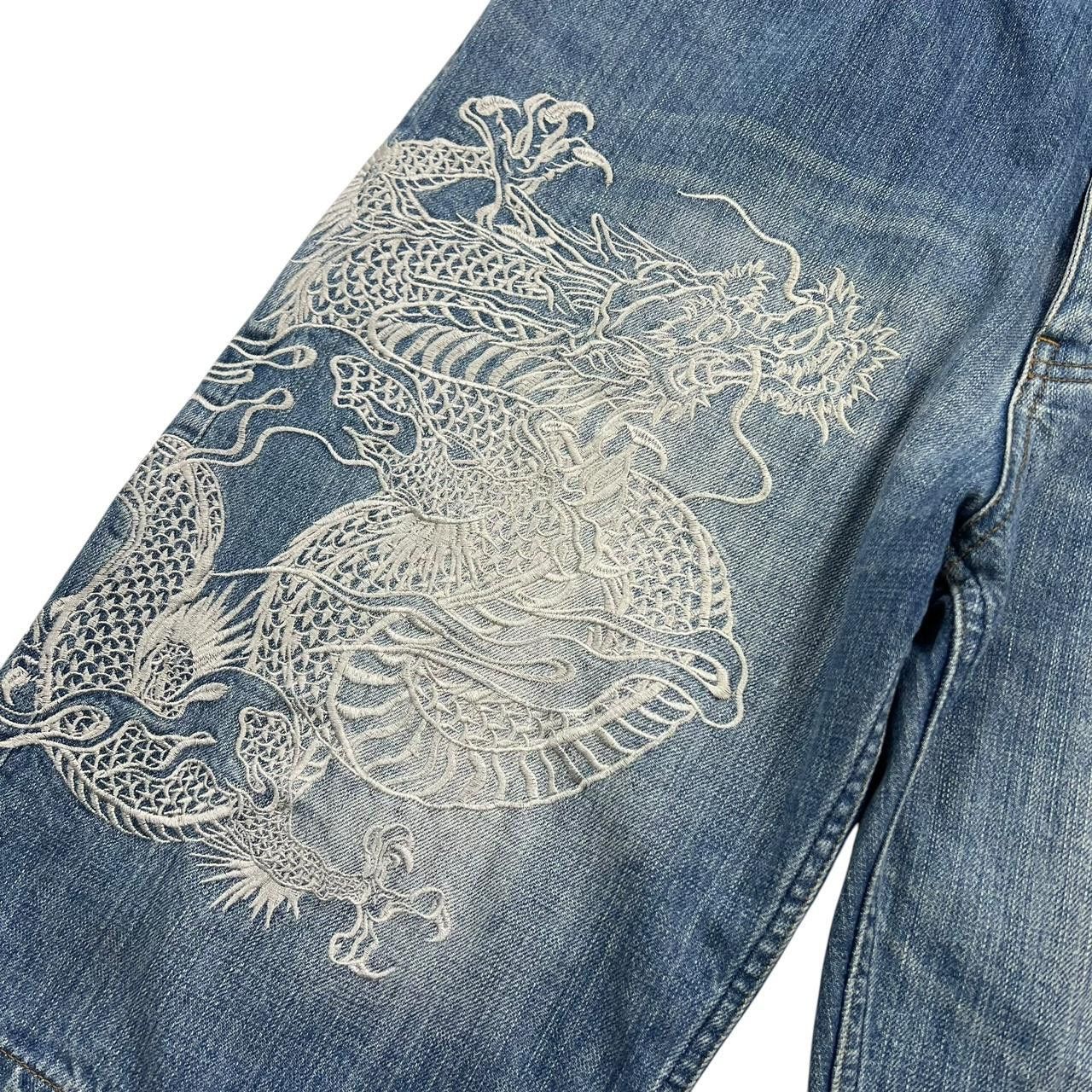 Karakuri Tamashii Vintage Karakuri Embroidered Dragon Denim Shorts - Waist 38 Size US 38 / EU 54 - 3 Thumbnail