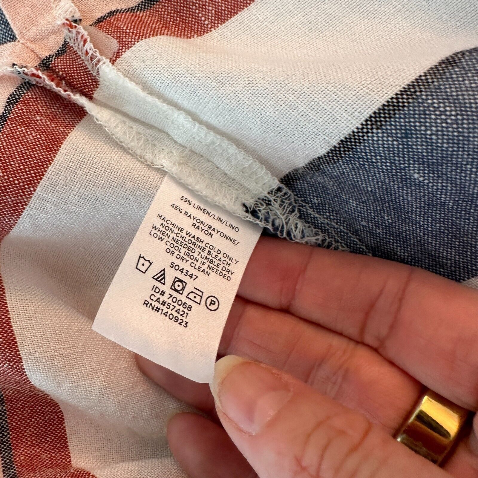 Loft Loft Gray White Pink Stripe Linen Halter Neck Blouse Keyhole Size S / US 4 / IT 40 - 8 Thumbnail