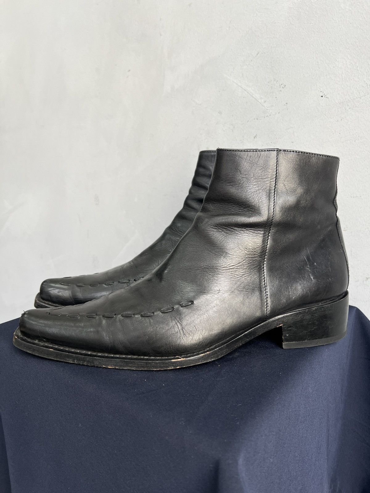Western Rise Avant garde black opium leather hedi slimane style boots Size US 8.5 / EU 41-42 - 1 Thumbnail