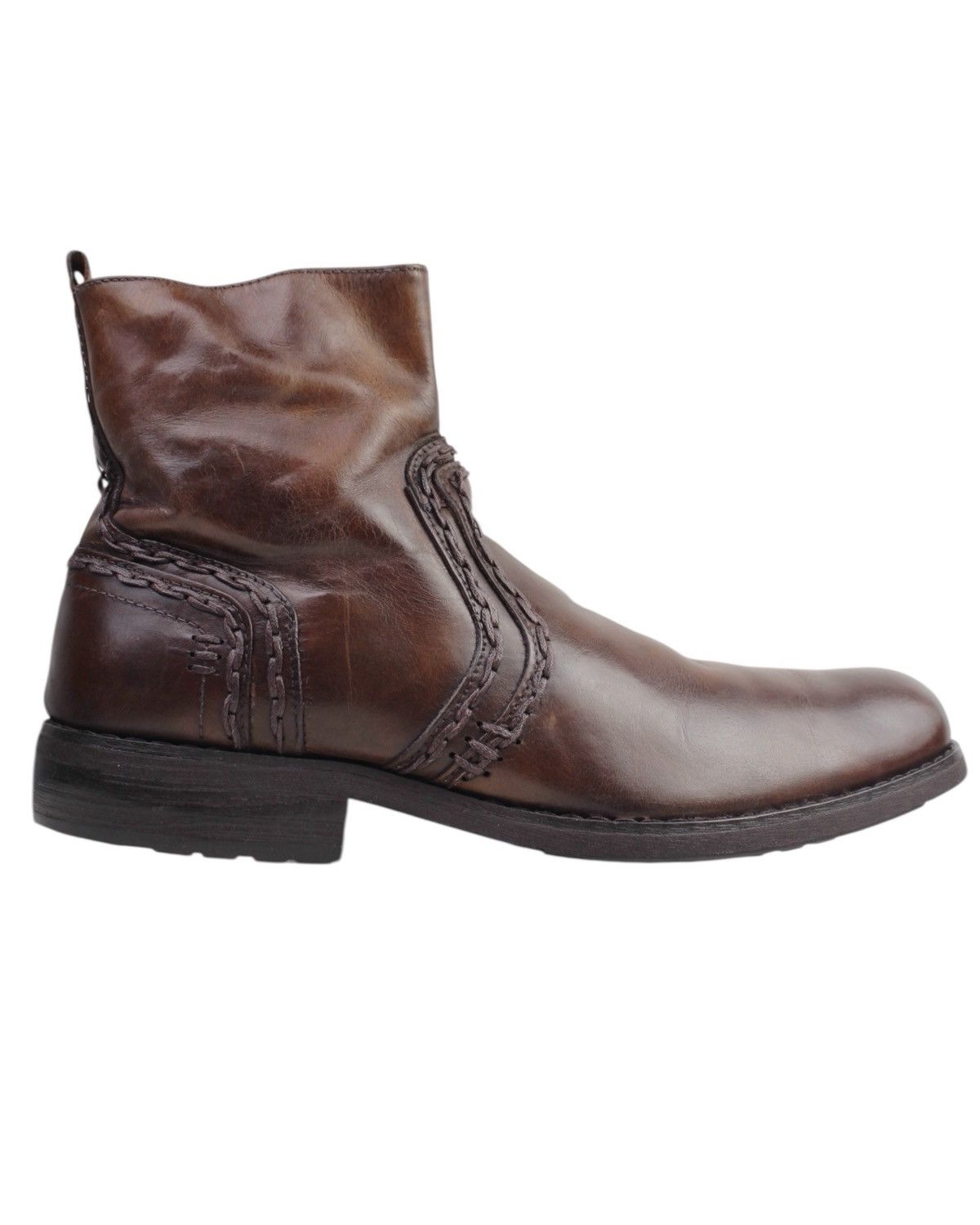 If Six Was Nine 2000S BED STU JAPAN RAW STITCHED LEATHER ZIP ANKLE BOOTS Size US 9 / EU 42 - 3 Thumbnail