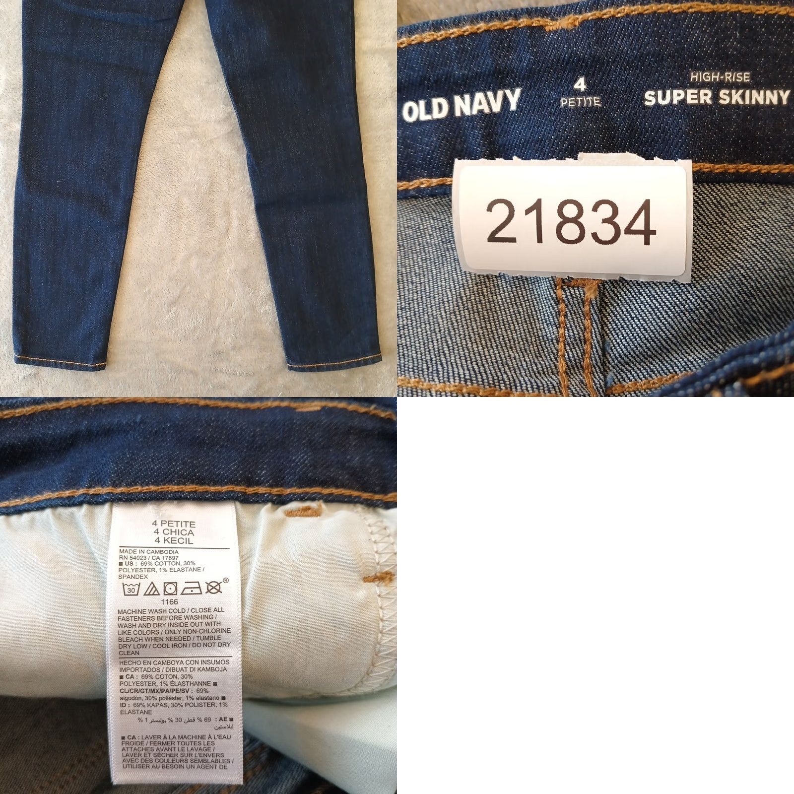Old Navy Old Navy Jeans Womens 4P Petite Skinny Stretch Blue Denim 27x24 5-Pocket Mid Rise NWT New Size 27" / US 4 / IT 40 - 8 Thumbnail