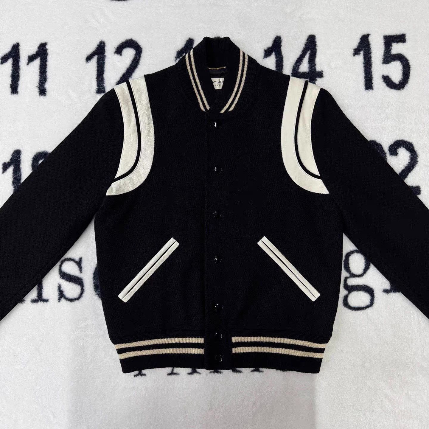 Jordan Brand Black Varsity Bomber Jacket with White Accents Size US L / EU 52-54 / 3 - 1 Thumbnail