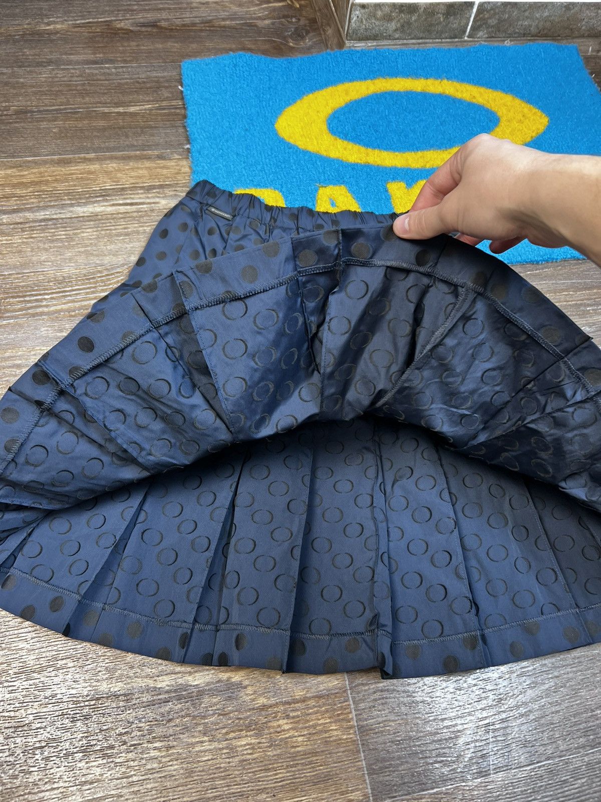 Moncler Blue Polka Dot Pleated Knee Length Skirt size 42