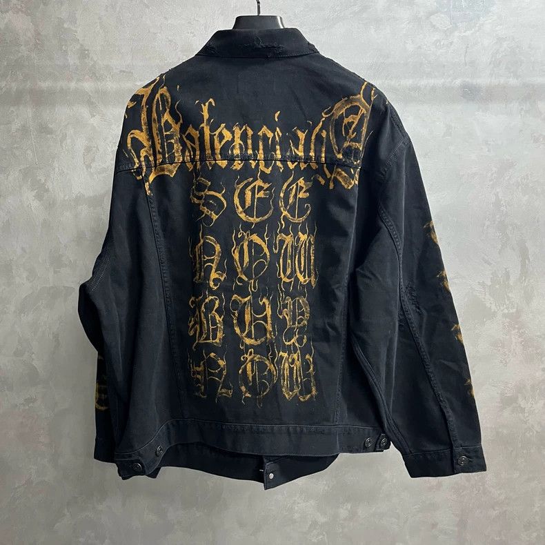 Balenciaga Balenciaga Black monogrammed lapel denim jacket with long Size US S / EU 44-46 / 1 - 1 Thumbnail