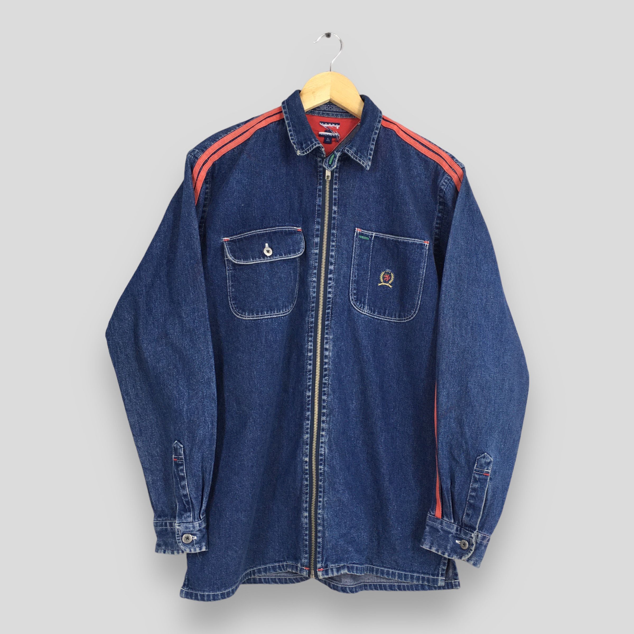 Tommy Hilfiger × Vintage Vintage Tommy Hilfiger Denim Oxfords Shirt Zipper Large Size US L / EU 52-54 / 3 - 2 Thumbnail