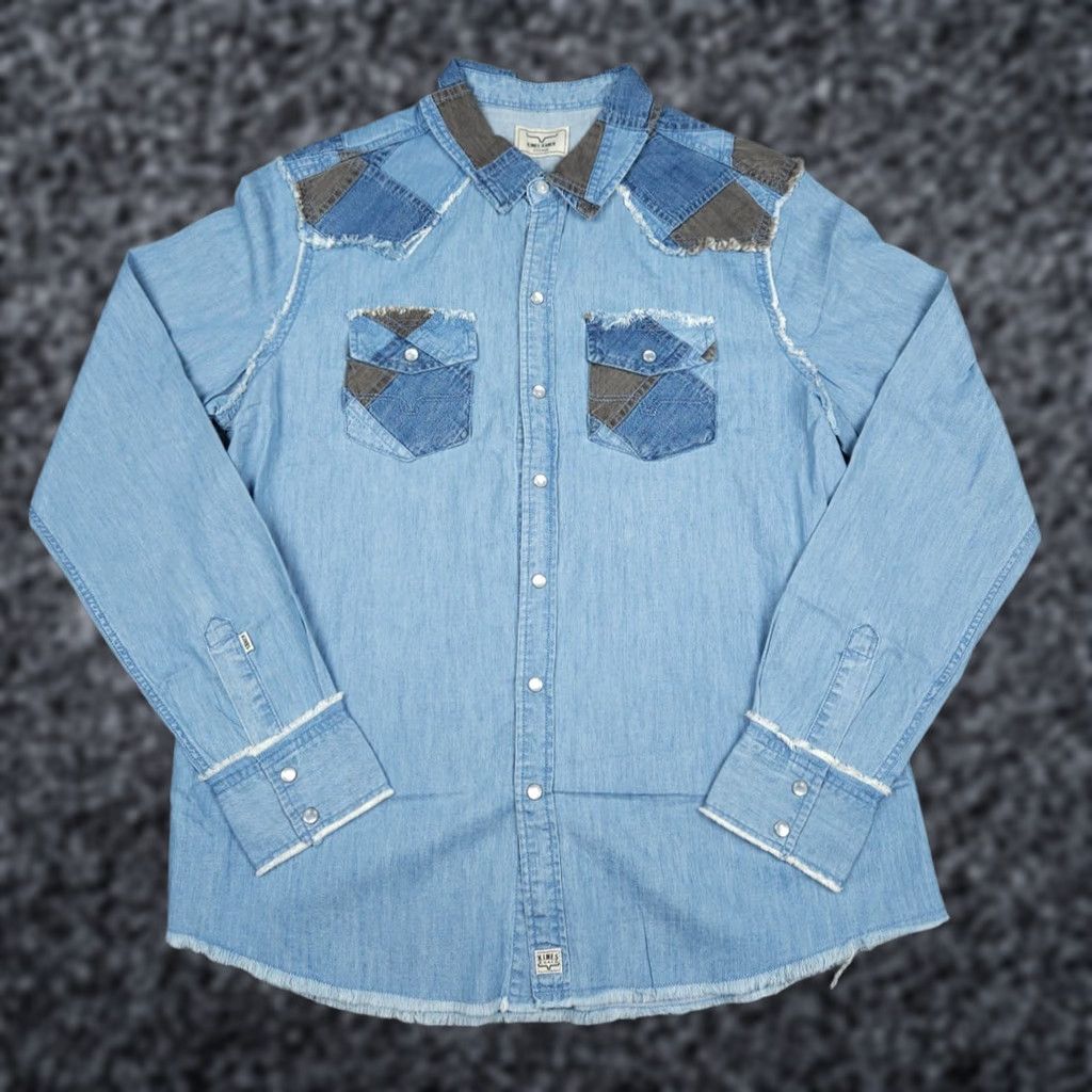 Vintage Kimes Ranch Shirt Women's 2XL Blue KC Patched Denim Pearl Snap Western NWT Size XXL / US 16-18 / IT 52-54 - 1 Thumbnail