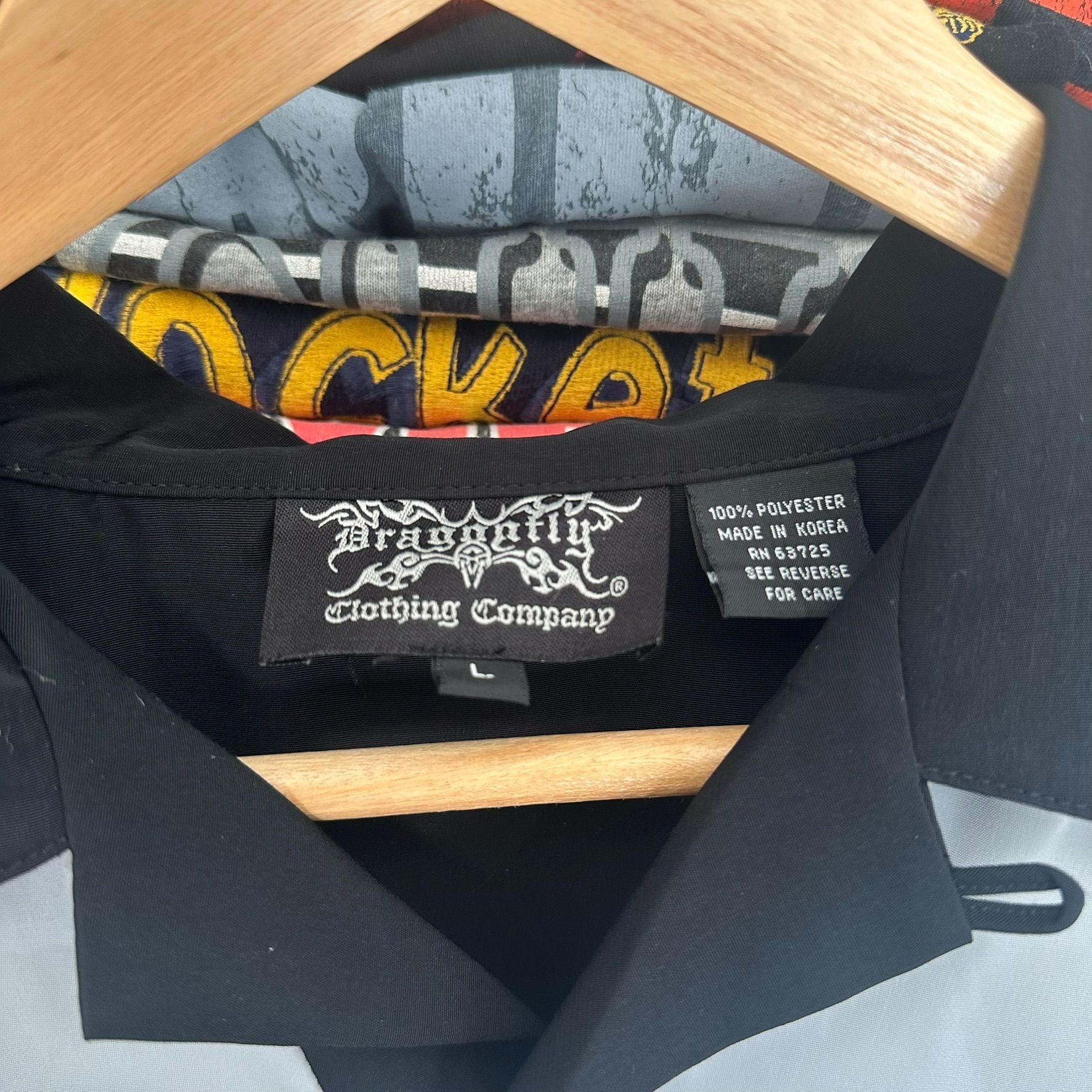 Dragonfly Vintage Y2K Dragonfly Skulls Bowling Shirt Grunge Goth Skate Size US L / EU 52-54 / 3 - 4 Thumbnail