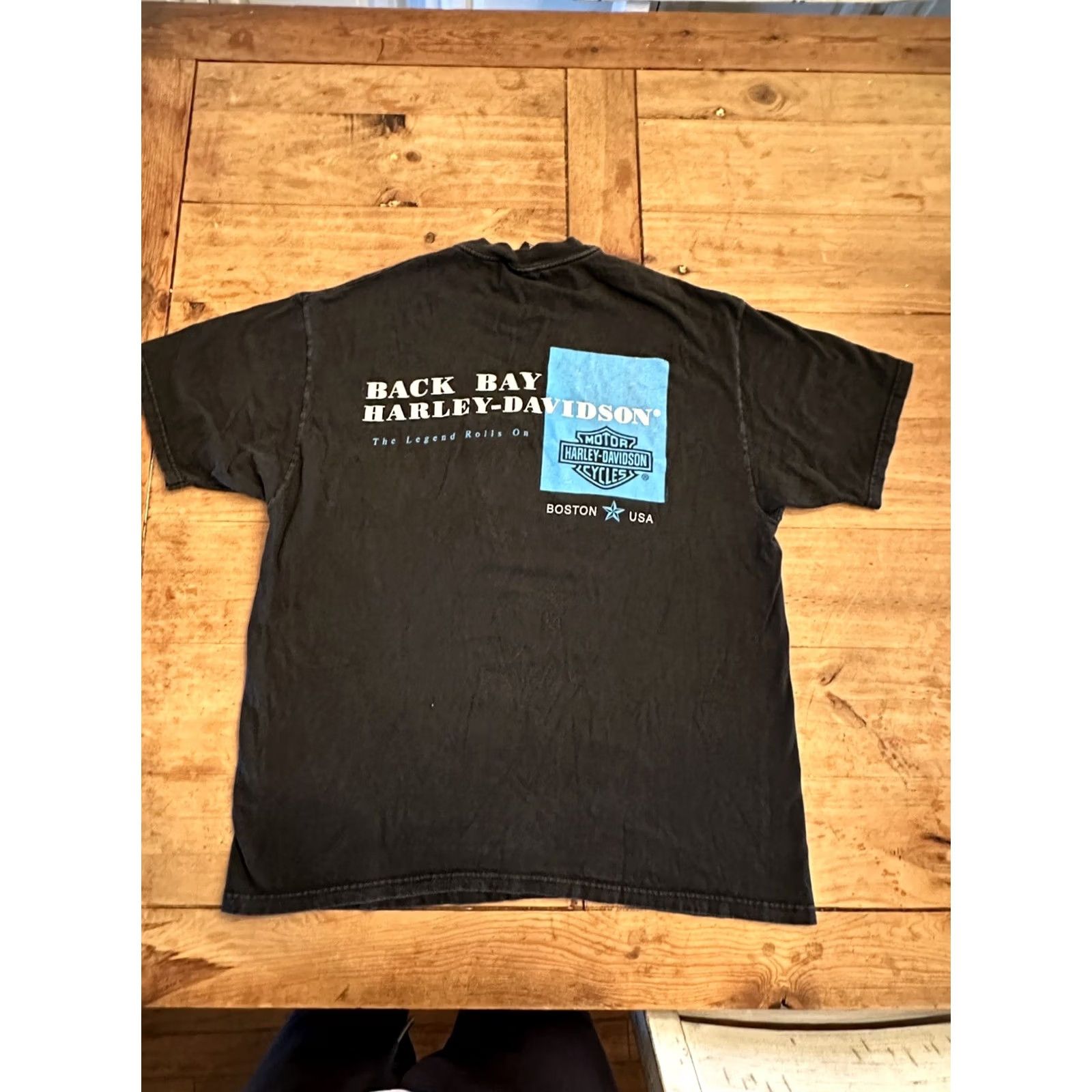 Harley Davidson VINTAGE Harley-Davidson T-Shirt XL Men Black 90s Motorcycle The Legends Roll On Boston Back Bay / Pre-owned Size US XL / EU 56 / 4 - 4 Thumbnail