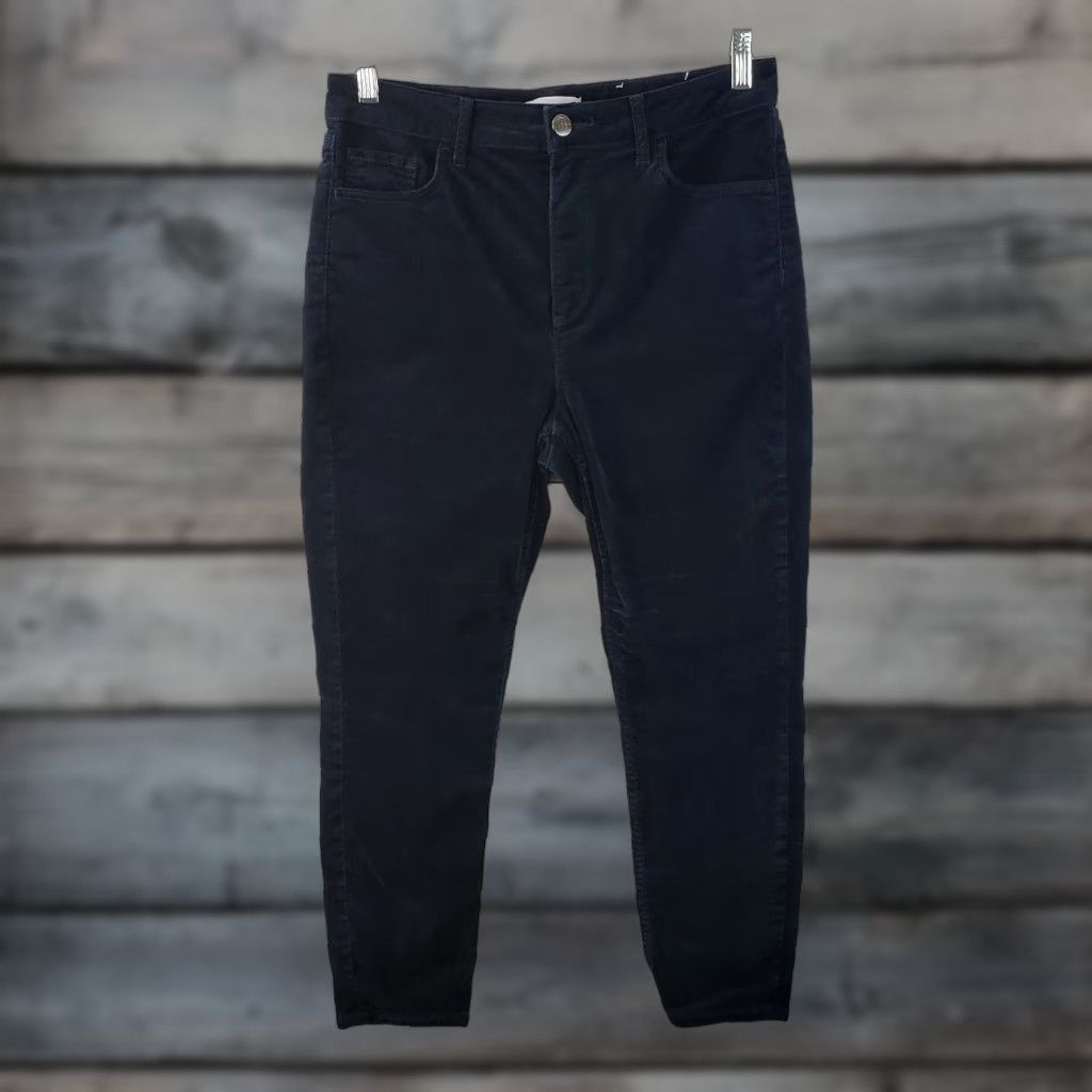 Ann Taylor VINTAGE? No. Ann Taylor LOFT Womens High Rise Velvet Skinny Cropped Pants Sz 10P Blue Size 32" / US 10 / IT 46 - 1 Thumbnail