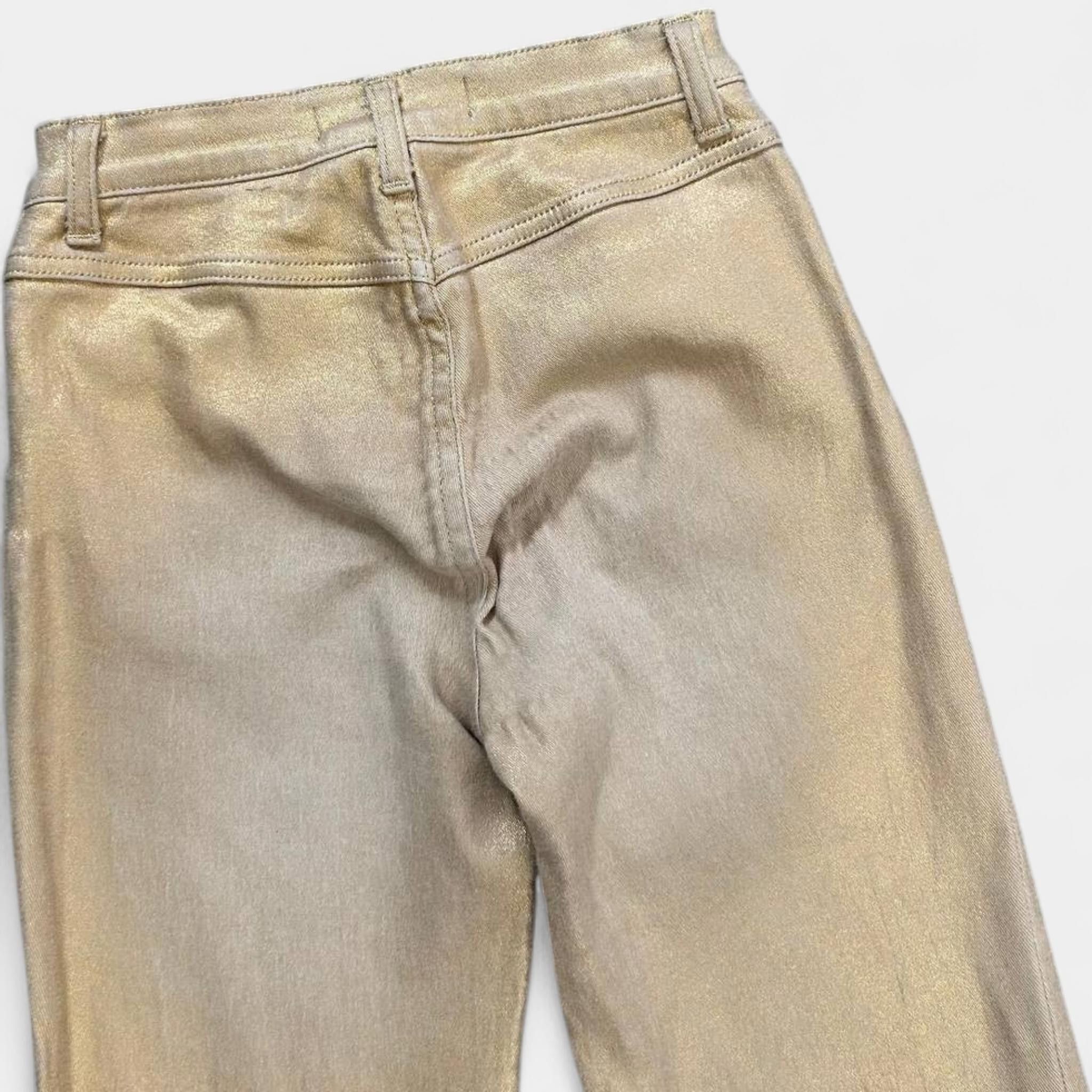 Roberto Cavalli Cavalli Metallic Gold Straight Leg Jeans Size 26" / US 2 / IT 38 - 6 Thumbnail
