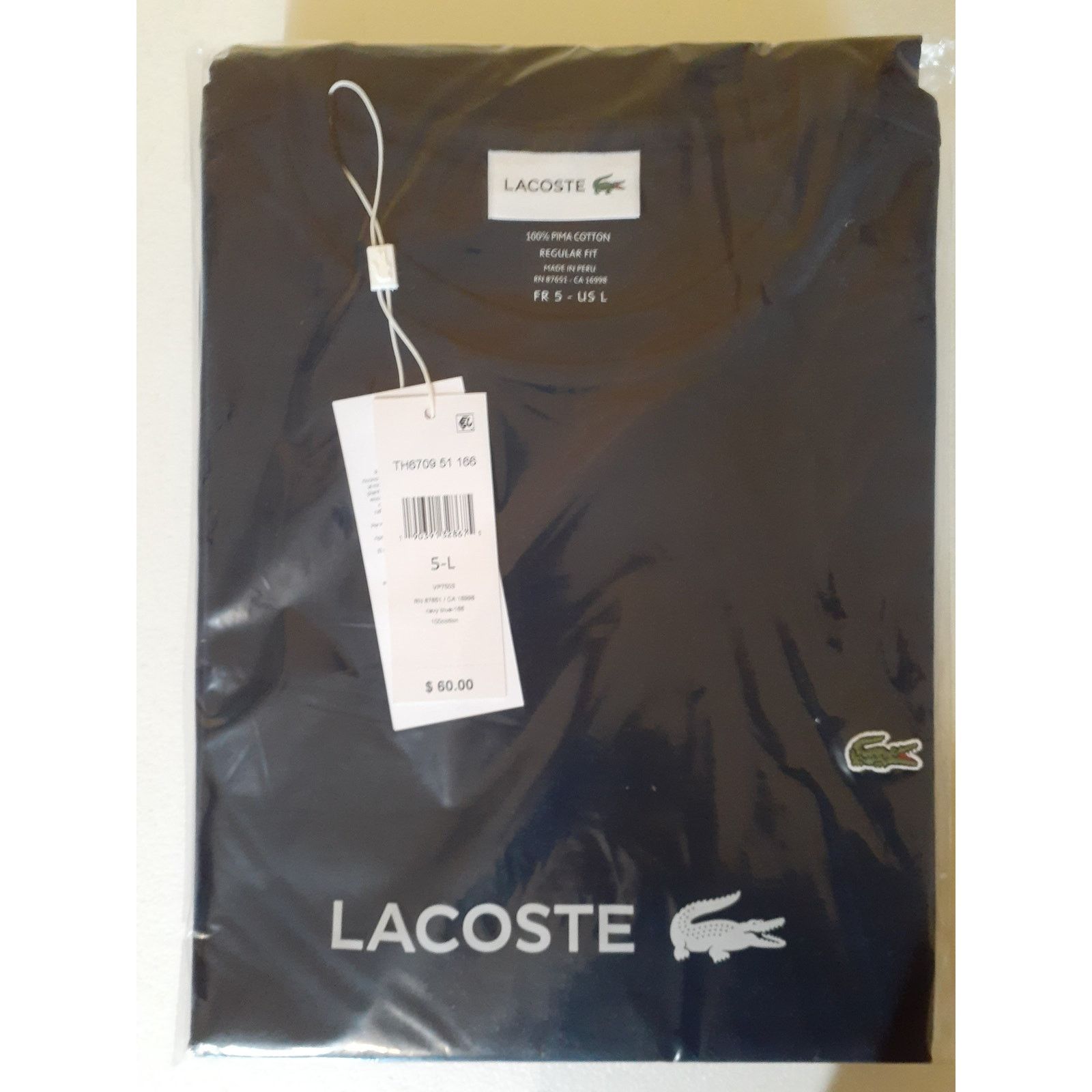 Lacoste Lacoste Men's Cotton Pima Jersey T-Shirt Navy Blue Large Size US L / EU 52-54 / 3 - 2 Thumbnail