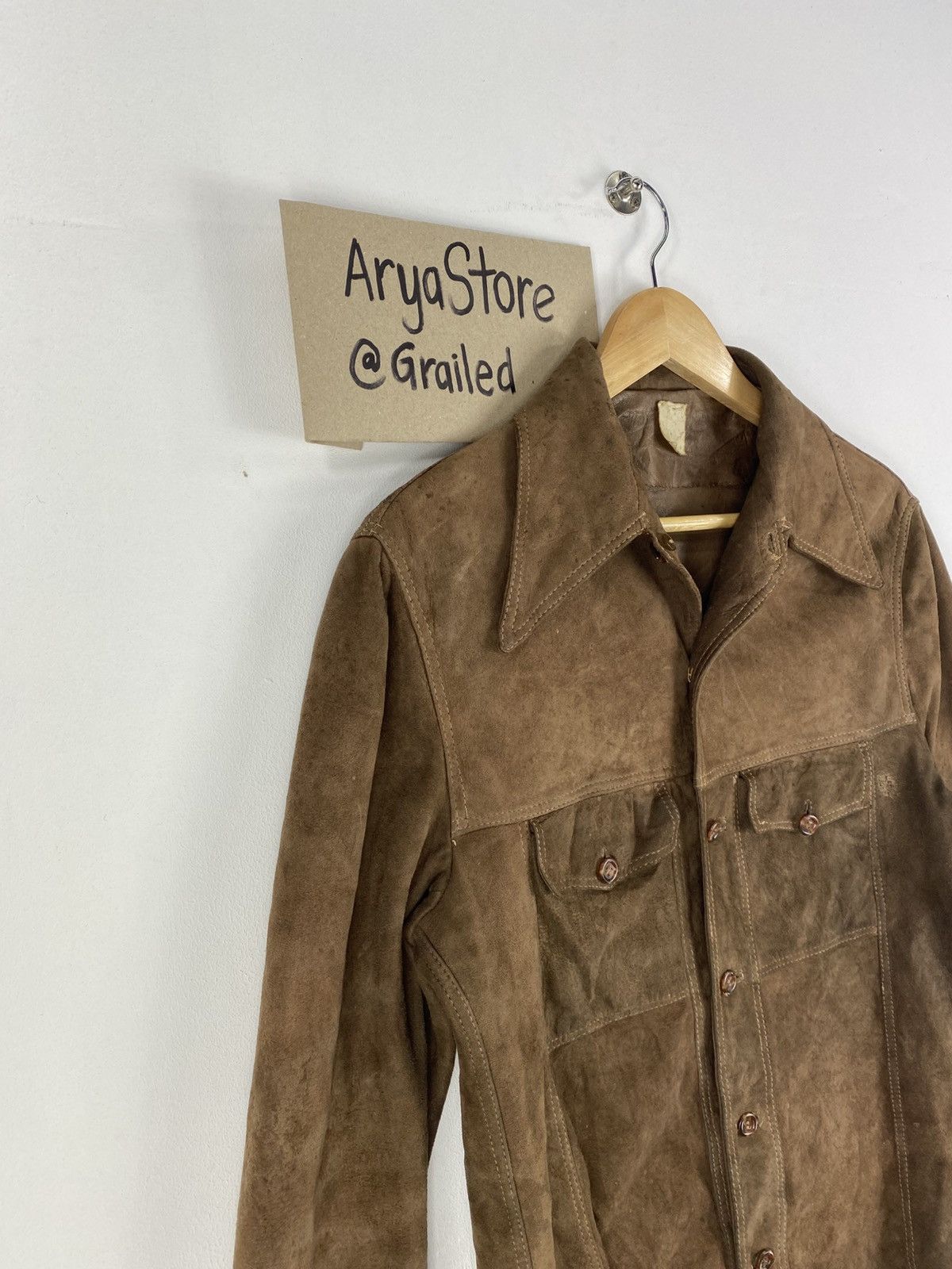 Japanese Brand Vintage 70’s Suede Leather Brown Jacket Button Up Size US XS / EU 42 / 0 - 2 Thumbnail