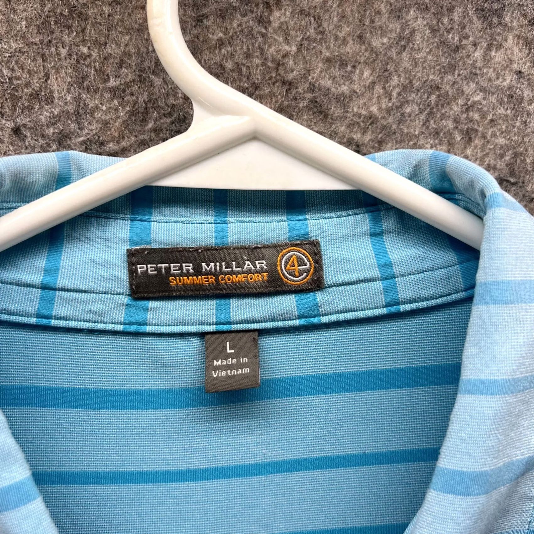 Peter Millar VINTAGE? No — Peter Millar Polo Shirt Men Large Blue Striped Summer Comfort Palm Beach Golf Shirt 48 in Chest Modern? No Size US L / EU 52-54 / 3 - 4 Thumbnail
