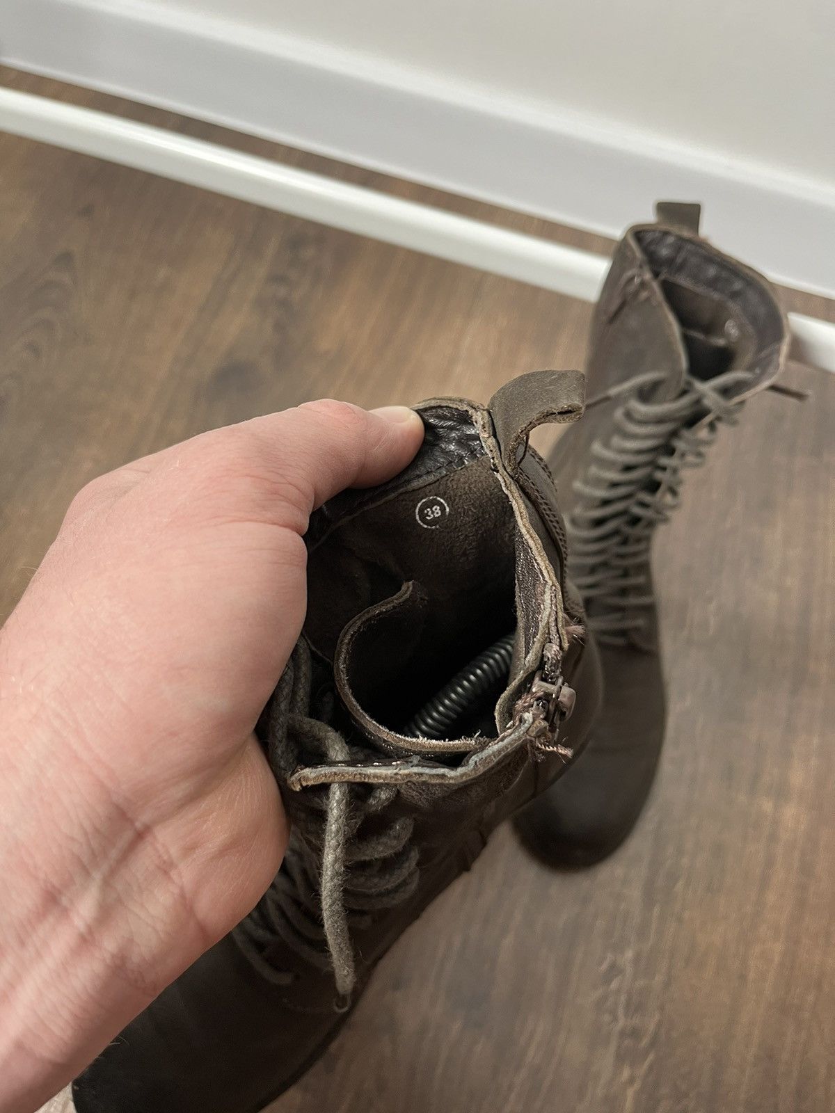 Japanese Brand × Vintage Vintage Avant-Garde Leather Lace-Up Biker Women’s Boots US 7 Size US 7 / IT 37 - 11 Thumbnail
