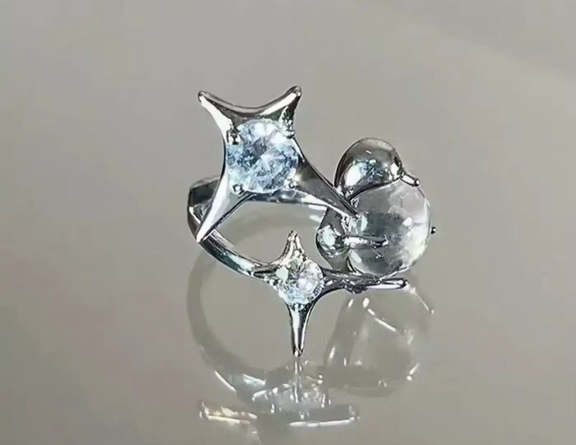 Jewelry Zircon Star Irregular Moonstone Ring Size ONE SIZE - 1 Thumbnail