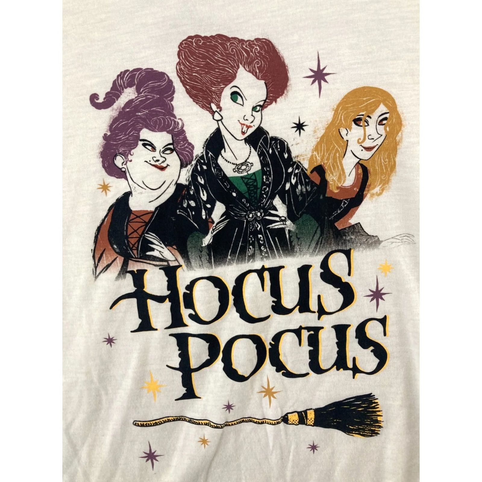Vintage Hocus Pocus T-Shirt Womens L Beige Halloween Graphic Print Crew Neck Short Sleeve Cap Sleeve Jersey Polyester Blend Vintage: No Size L / US 10 / IT 46 - 4 Thumbnail
