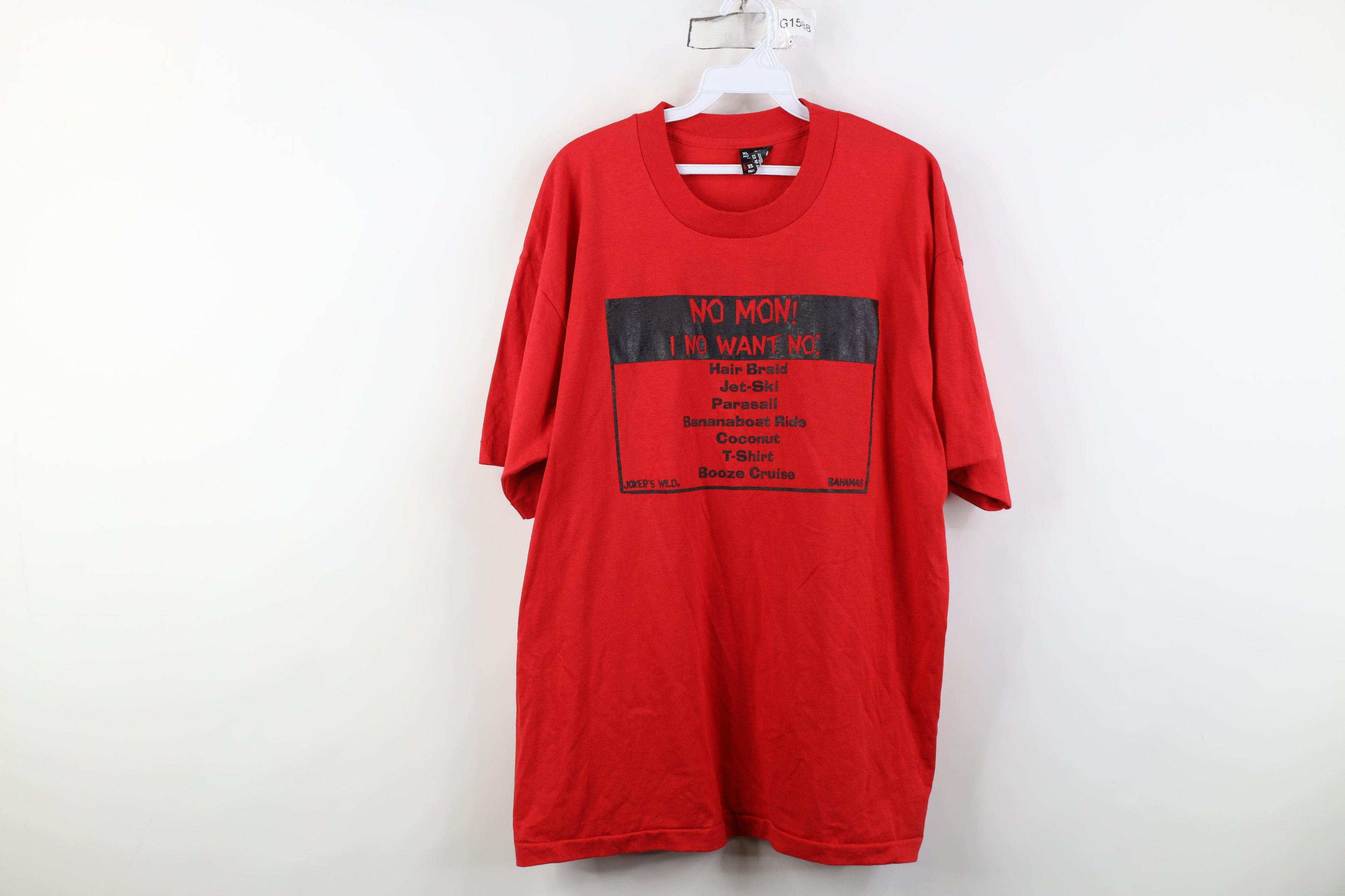 Vintage Vintage 90s Streetwear I No Want No Bahamas T-Shirt Red USA Size US XL / EU 56 / 4 - 1 Thumbnail