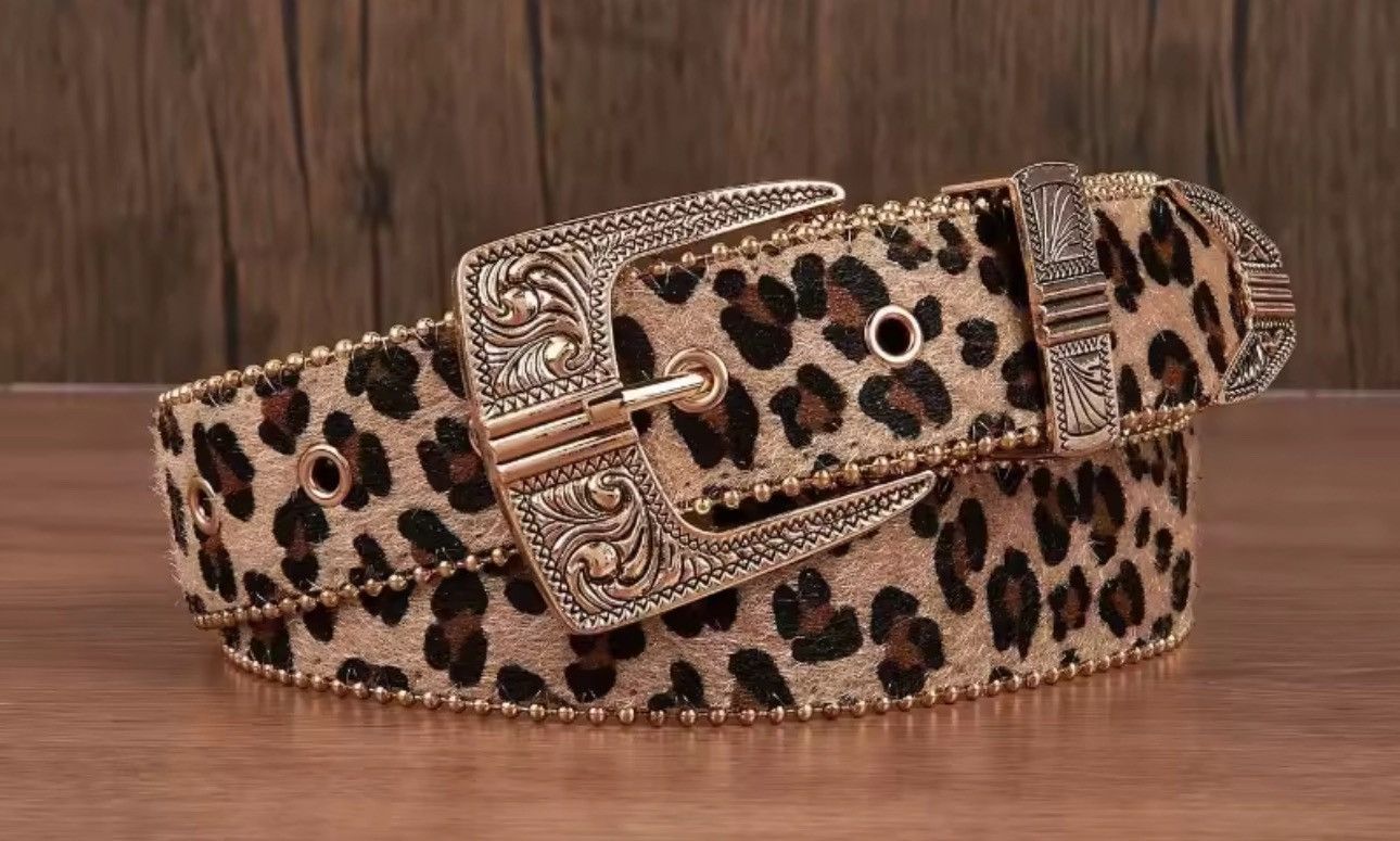 Other Punk Designer Streetwear Leopard Print PU Leather Belt Size ONE SIZE - 6 Thumbnail