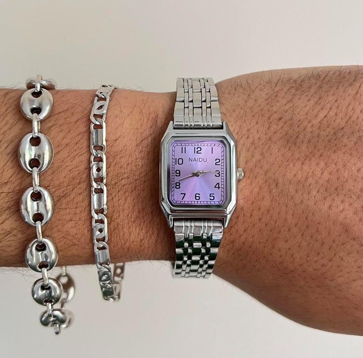 Other cute purple face rectangle stainless steel quartz watch Size ONE SIZE - 1 Thumbnail
