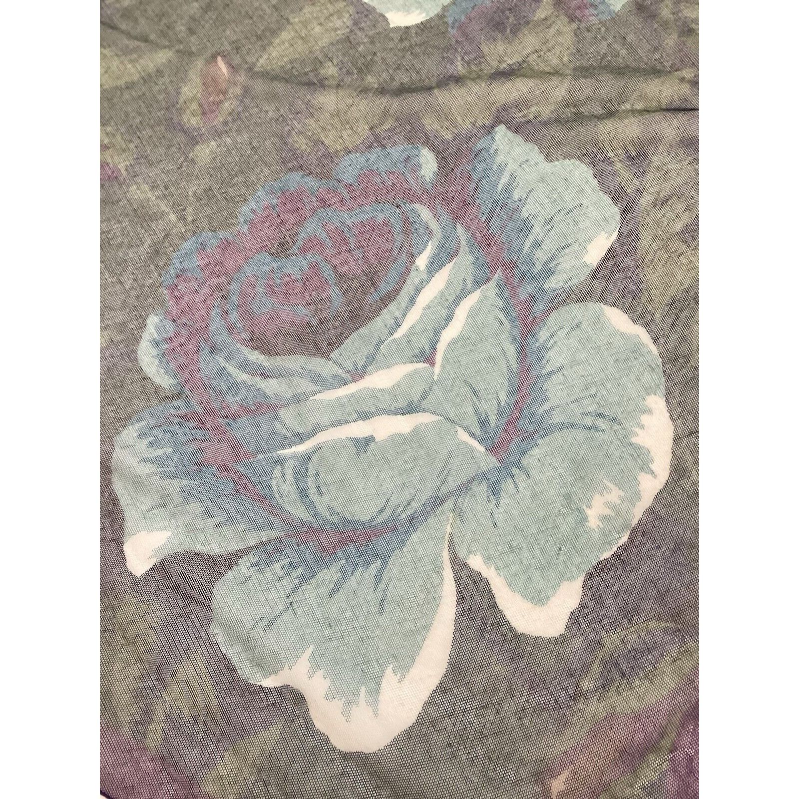 Kenzo KENZO PARIS Purple Green Floral Cotton Veiled Scarf M.In Jap Size ONE SIZE - 9 Thumbnail