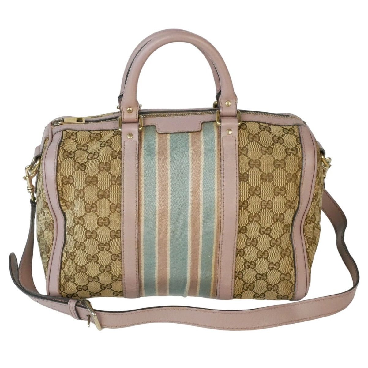 Gucci Gucci Monogram Pink Blue Web Boston Bag Size ONE SIZE - 1 Thumbnail