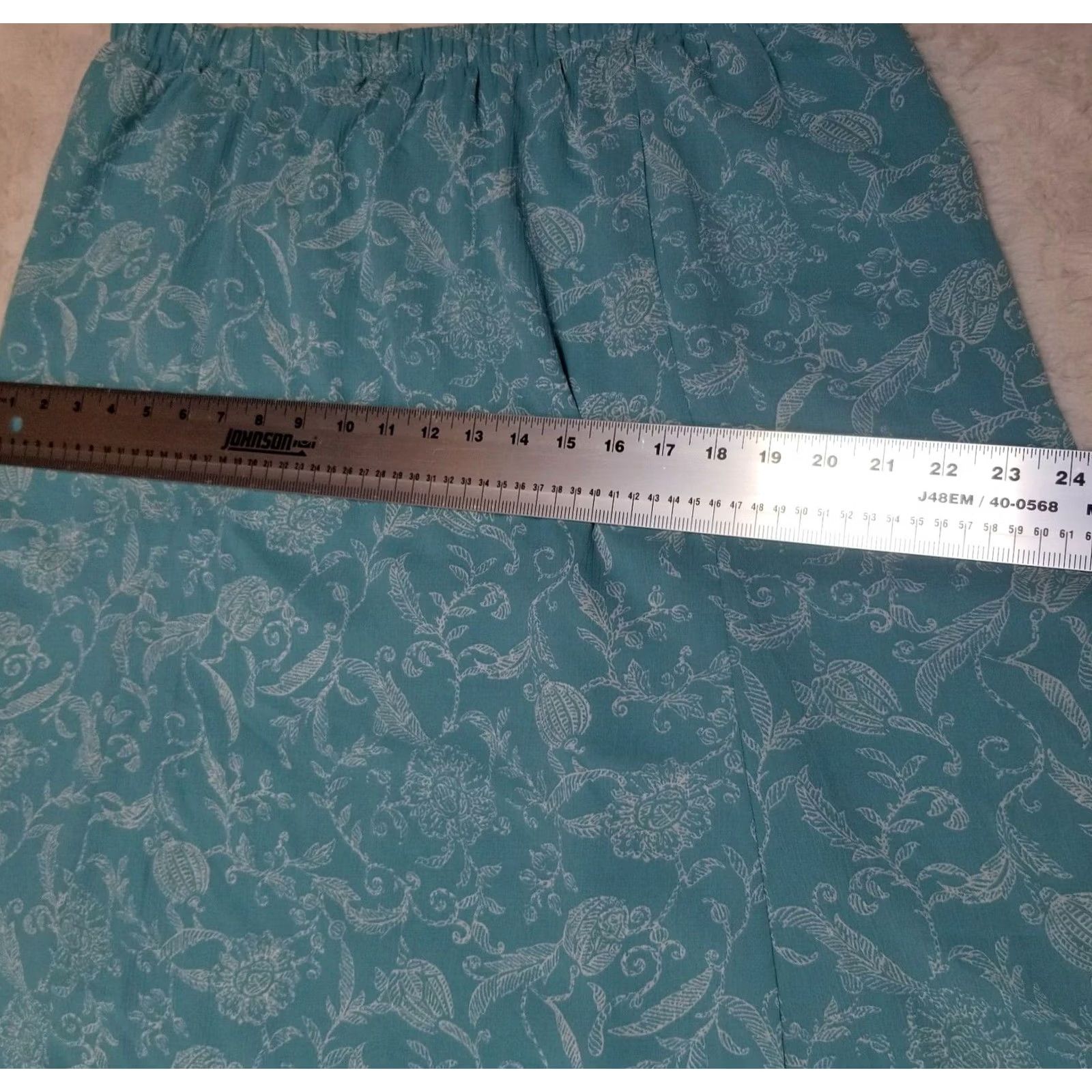 Vintage Appleseed's Skirt Floral Pull-On Elastic Waist Size 16W Sky Blue Womens Knee Length Size 38" / US 16 / IT 52 - 7 Thumbnail