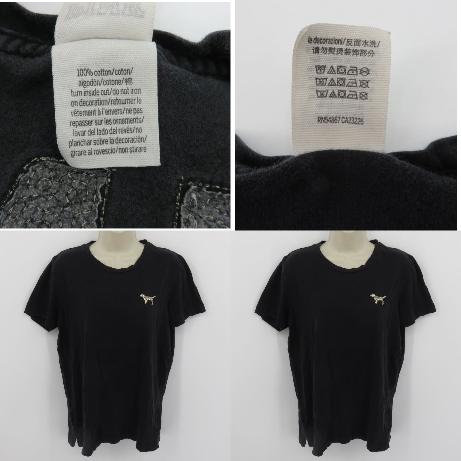 Victoria's Secret Victoria's Secret PINK Women Small Black Gold Sequin Dog Logo Tee T Shirt Top Size S / US 4 / IT 40 - 8 Thumbnail