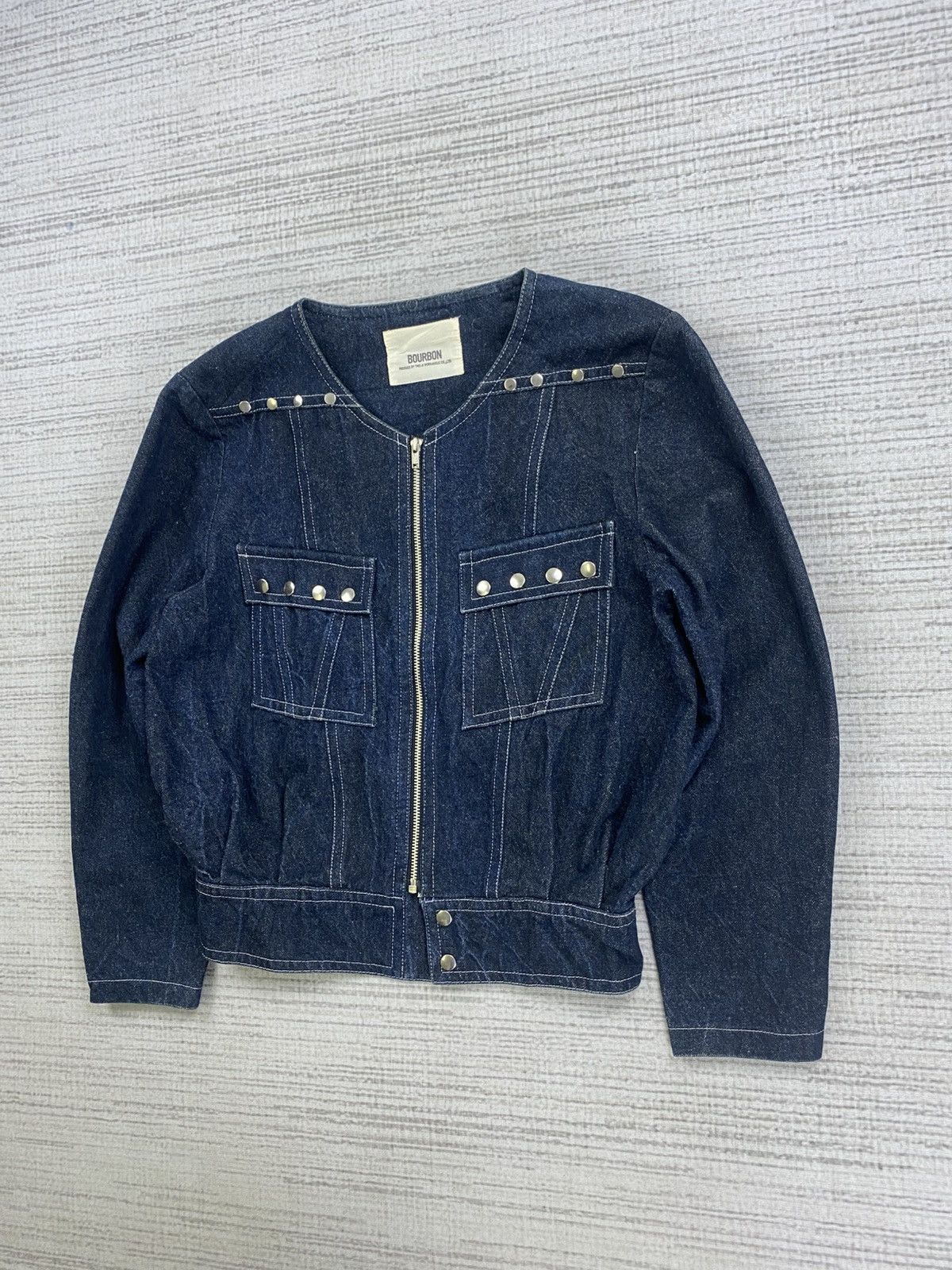 Vintage 🔥Rare Vintage Bourbon Punk Cropped Denim Jacket Size M / US 6-8 / IT 42-44 - 4 Thumbnail