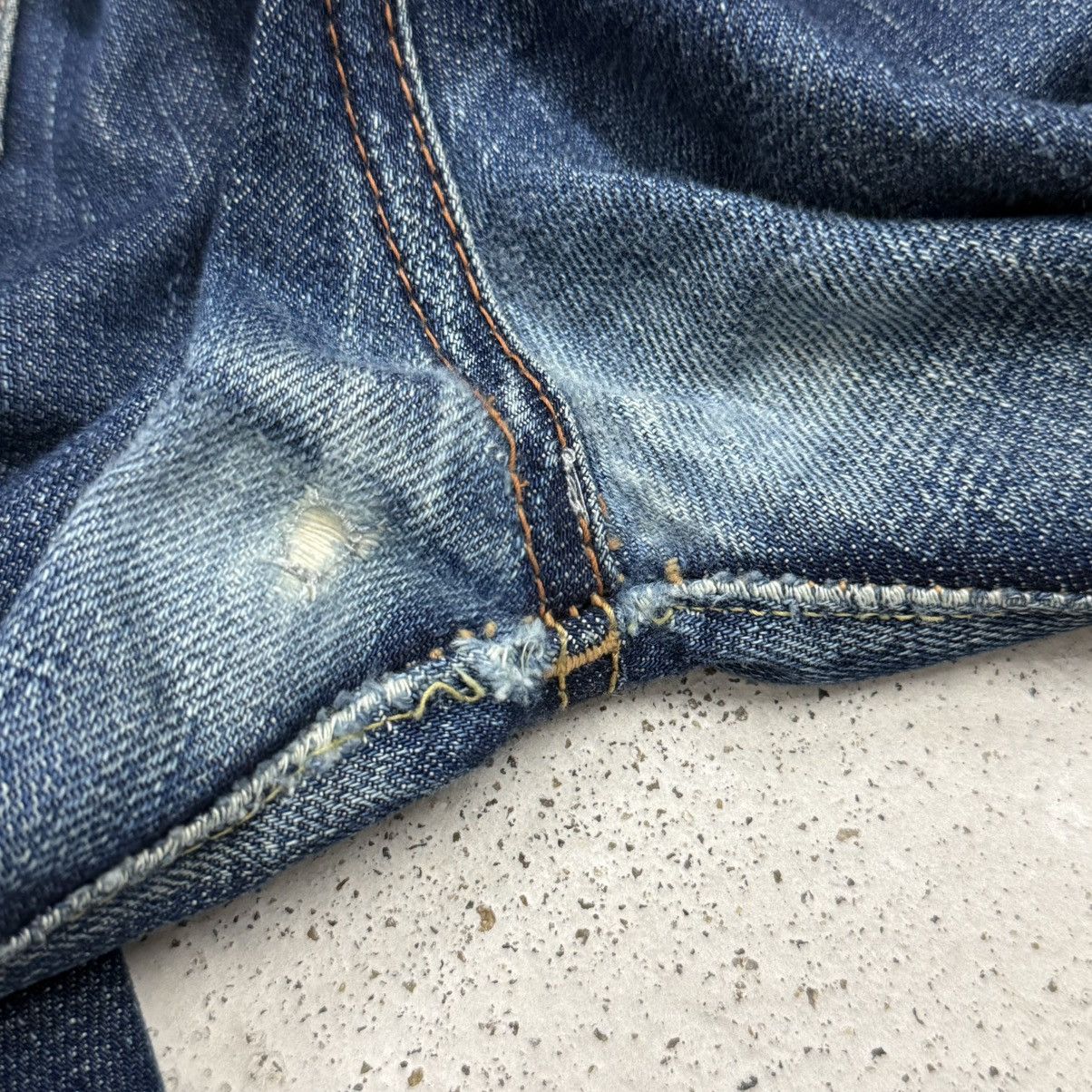 Full Count & Co. Selvedge Full Count Distress Indigo Chainstitch Denim Pants Size US 30 / EU 46 - 17 Thumbnail