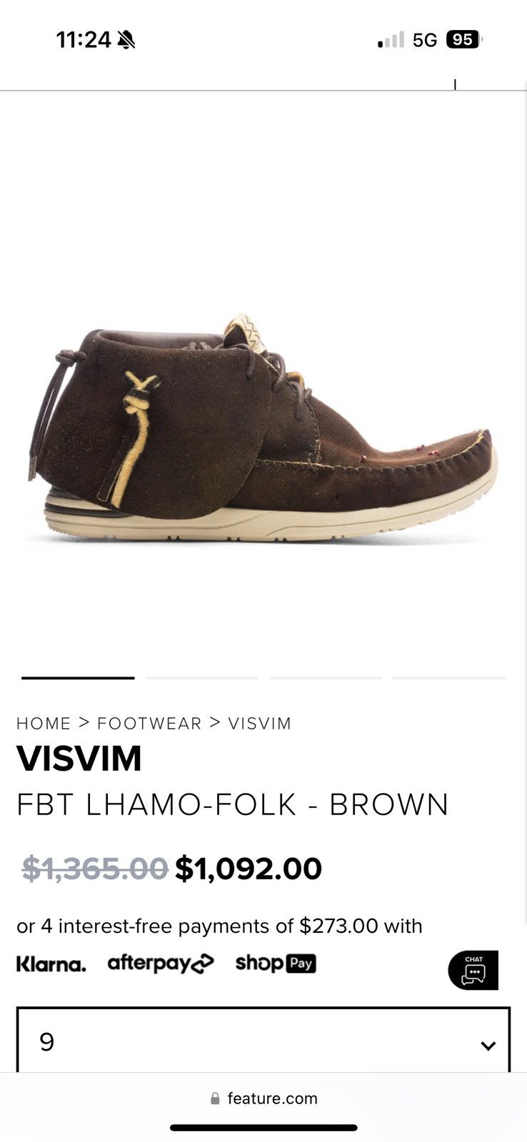 Japanese Brand × Visvim New VISVIM FBT LHAMO FOLK BROWN sz 9 Size US 9 / EU 42 - 1 Thumbnail