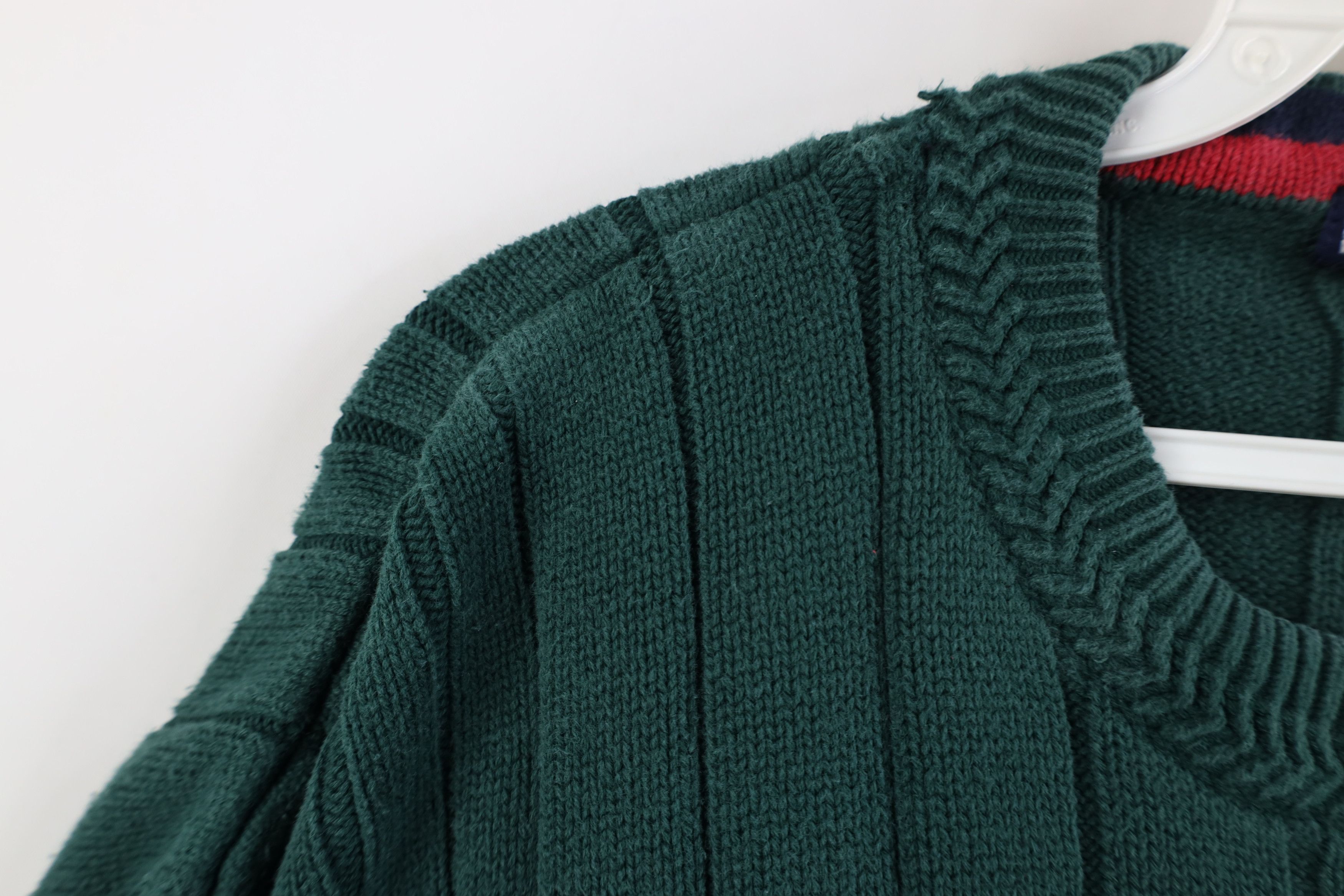 Nautica Vintage 90s Nautica Cotton Cable Ribbed Knit Sweater Green Size US L / EU 52-54 / 3 - 7 Thumbnail