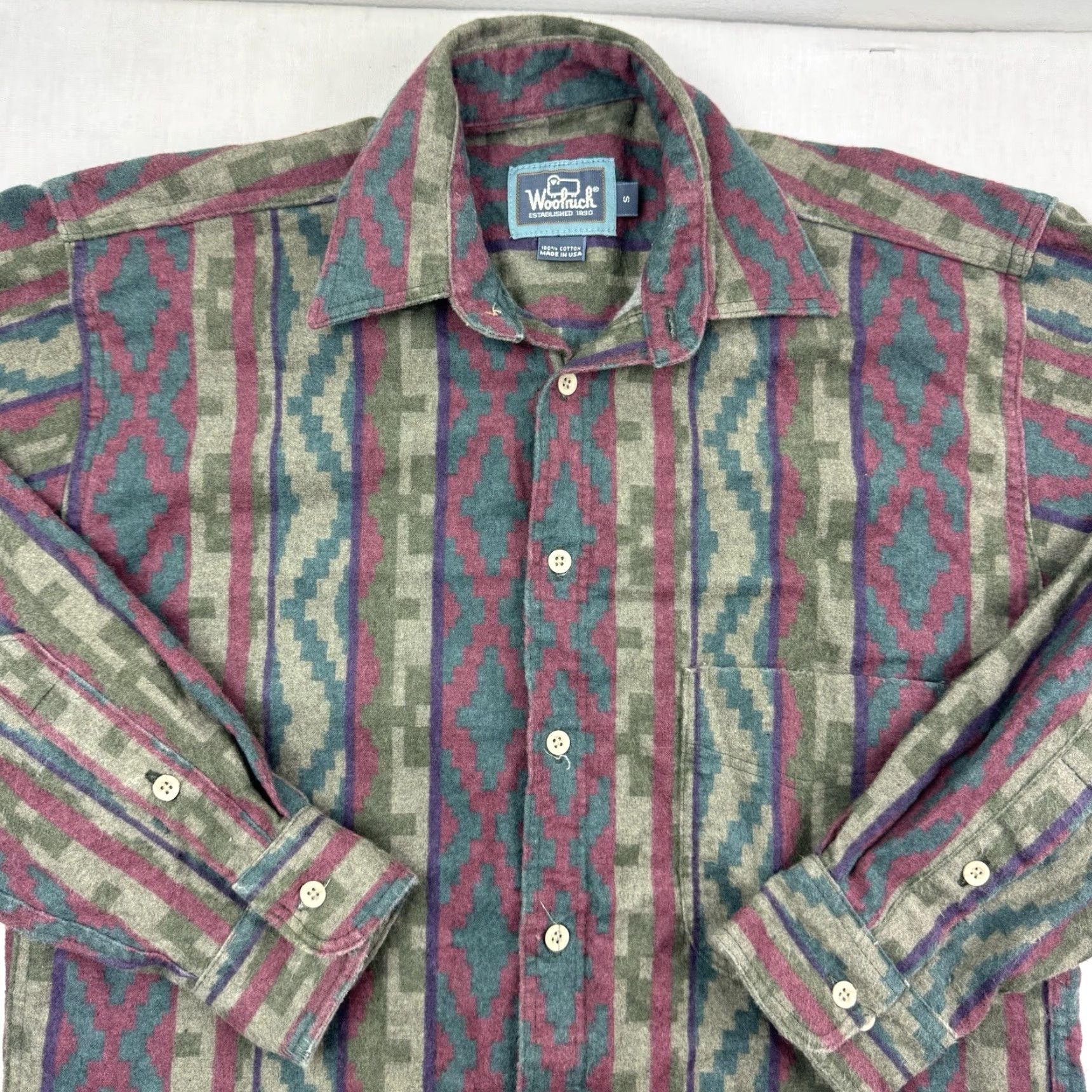 Vintage VINTAGE Woolrich Shirt Button-Up Adult Small Red Aztec Western 90s Mens Shirt Size US S / EU 44-46 / 1 - 2 Thumbnail
