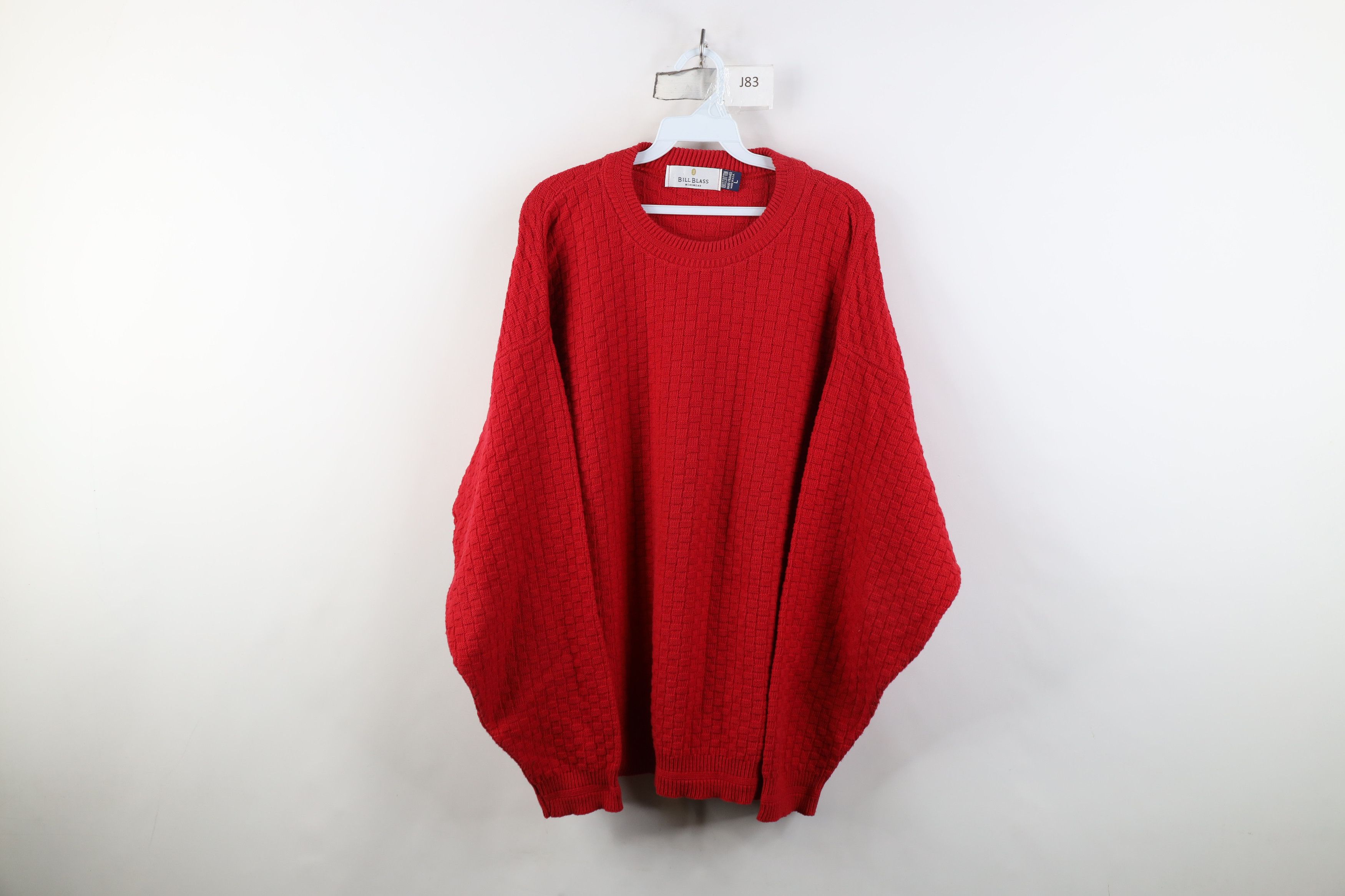 Vintage Vintage 90s Streetwear Cotton Weave Knit Sweater Red USA Size US L / EU 52-54 / 3 - 1 Thumbnail