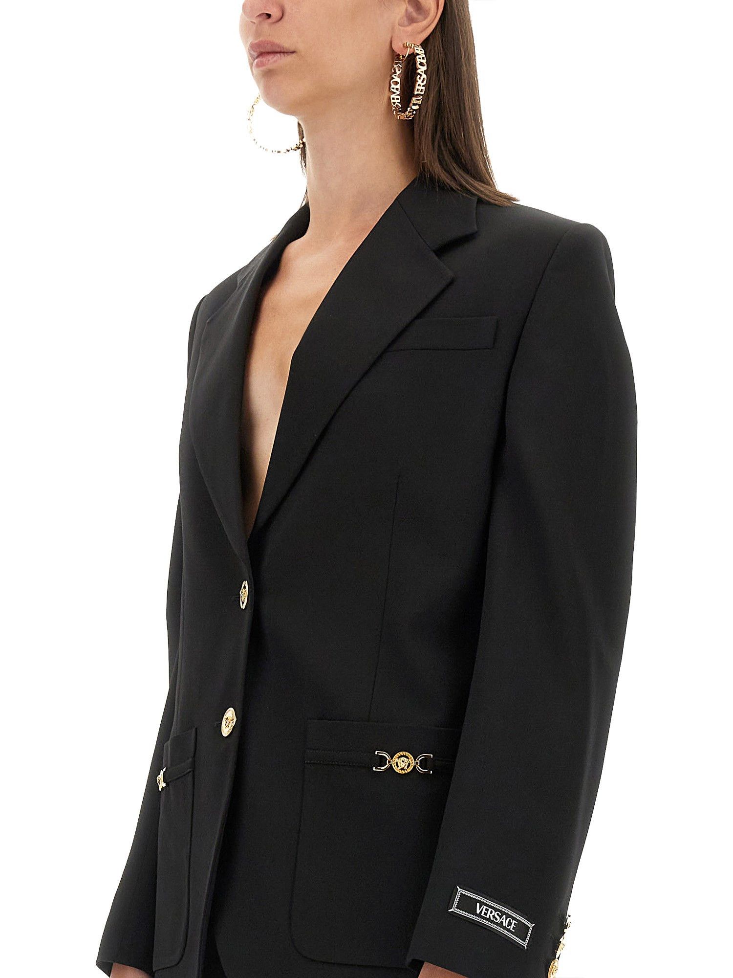 Versace o1s22i1n1024 Single-Breasted Wool Stretch Blazer in Black Size M / US 6-8 / IT 42-44 - 4 Thumbnail