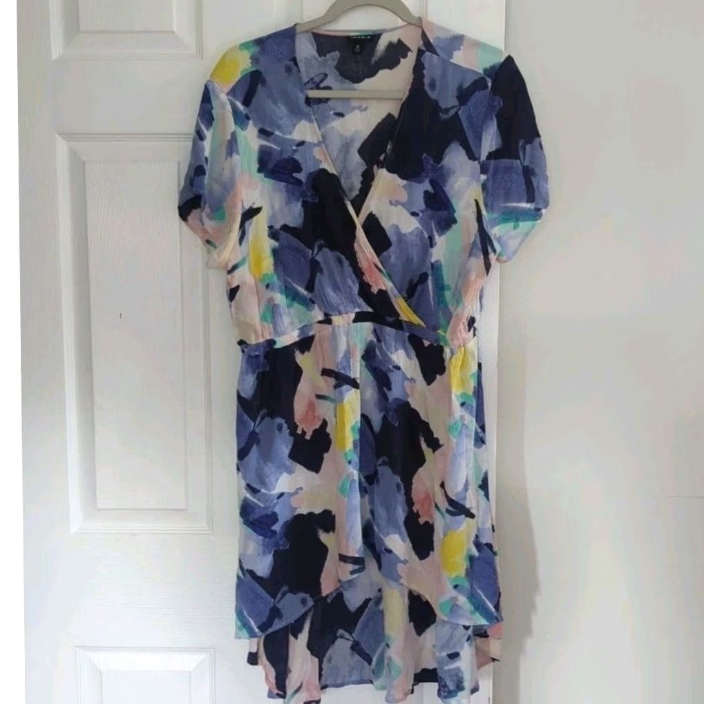 Torrid Torrid Hi-Low Surplice V-Neck Short Sleeve Rayon Dress Sz 0X 0 (XL) Multicolor Floral Boho Casual Party/Cocktail Travel Womens Size 40" / US 18 - 2 Thumbnail