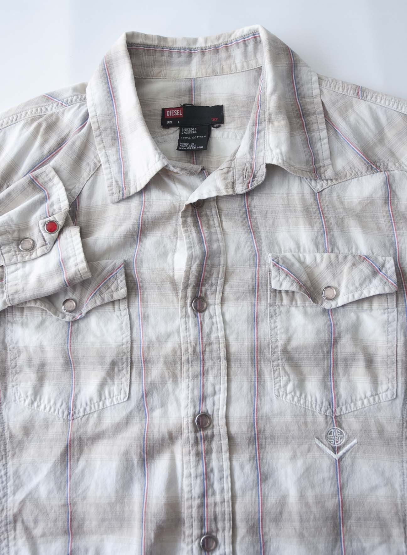 Diesel Diesel Shirt Size M/L Plaid Pale Brown Size US L / EU 52-54 / 3 - 1 Thumbnail