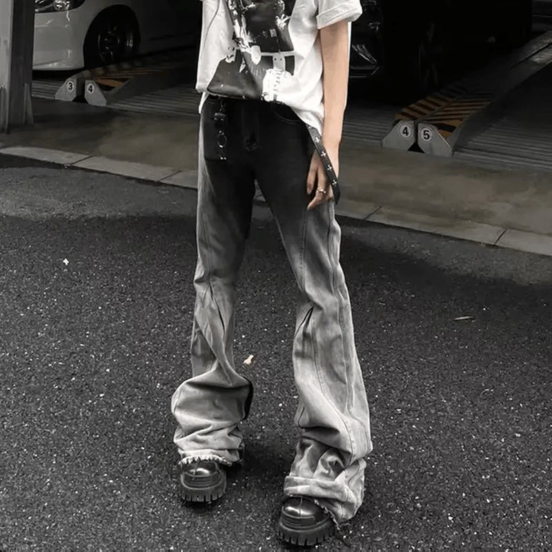 Jean Y2k Washed Gradient Hombre Loose Flared Jeans Trousers Size US 30 / EU 46 - 1 Thumbnail