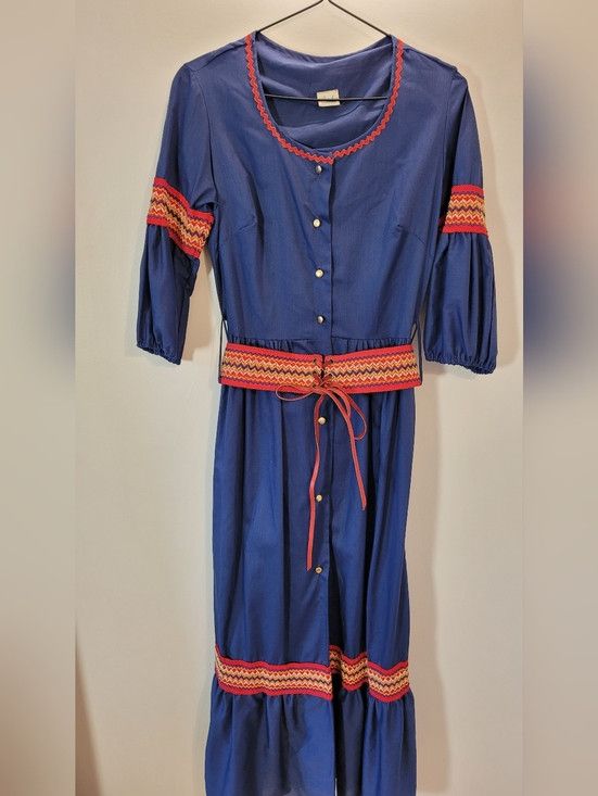 Vintage Perri-Ann Lingerie 60s Vintage Blue 2 Piece Maxi Dress - S Size S / US 4 / IT 40 - 7 Thumbnail