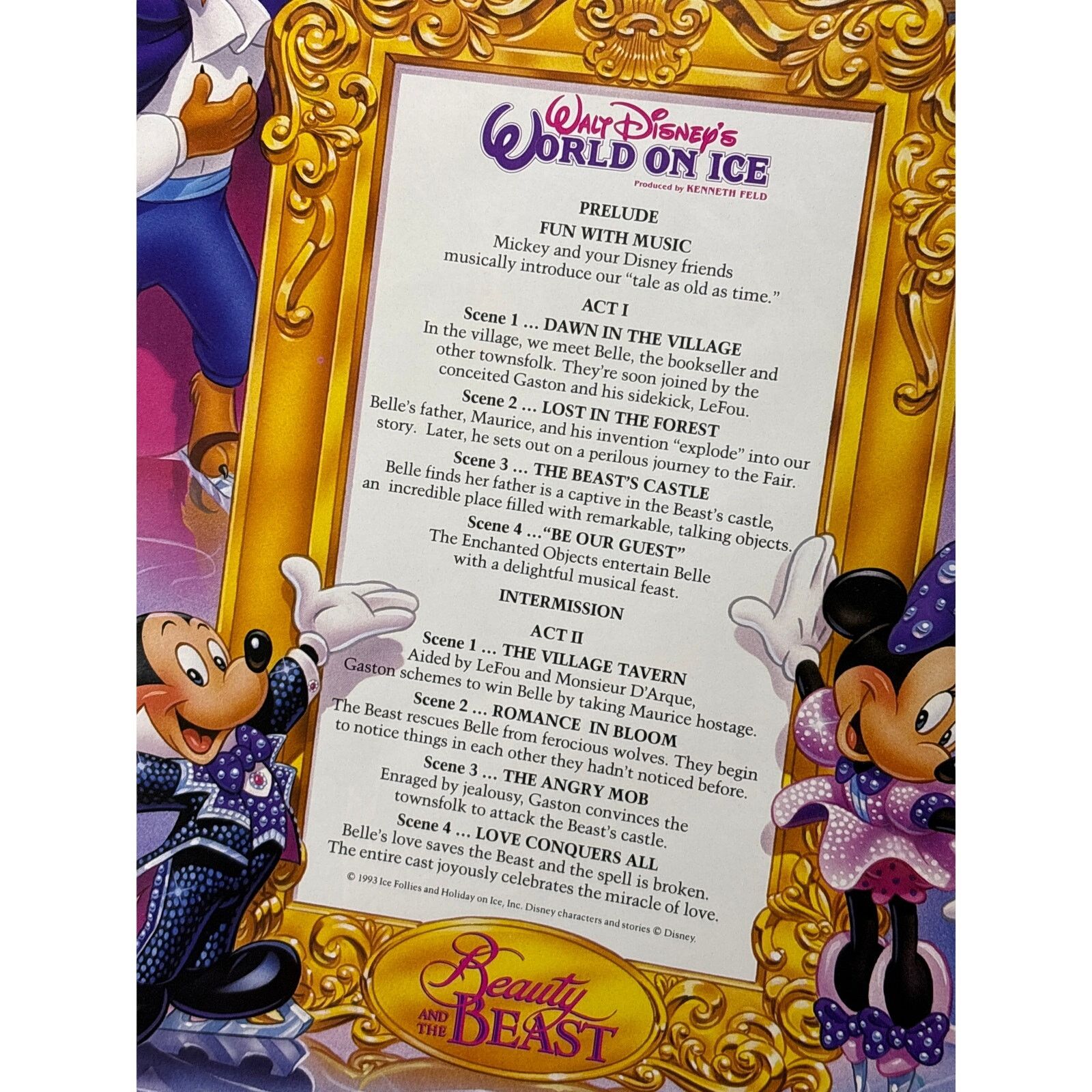 Disney 1993 Walt Disney World On Ice Beauty and the Beast Program Size ONE SIZE - 3 Thumbnail