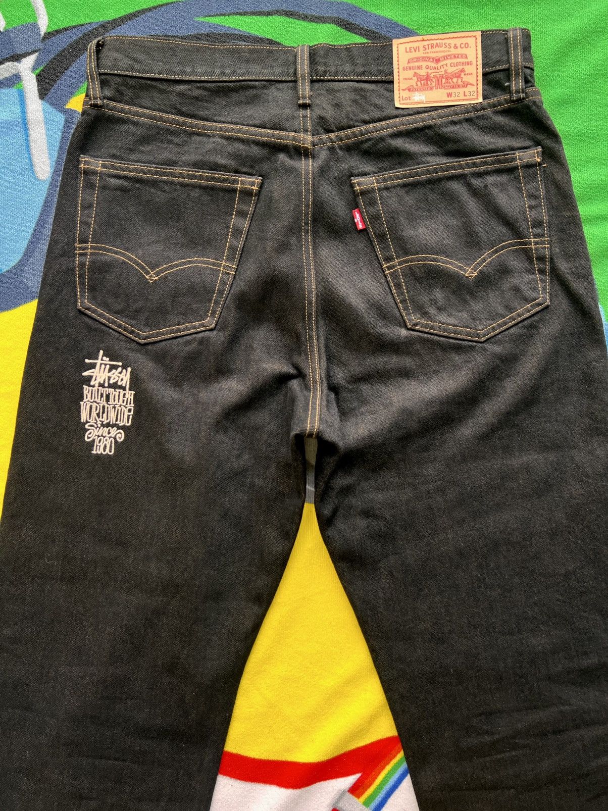 Levi's × Stussy Stüssy Levi’s Crispy Rinse 568 Stay Loose Jeans Black W32 L Size US 32 / EU 48 - 3 Thumbnail