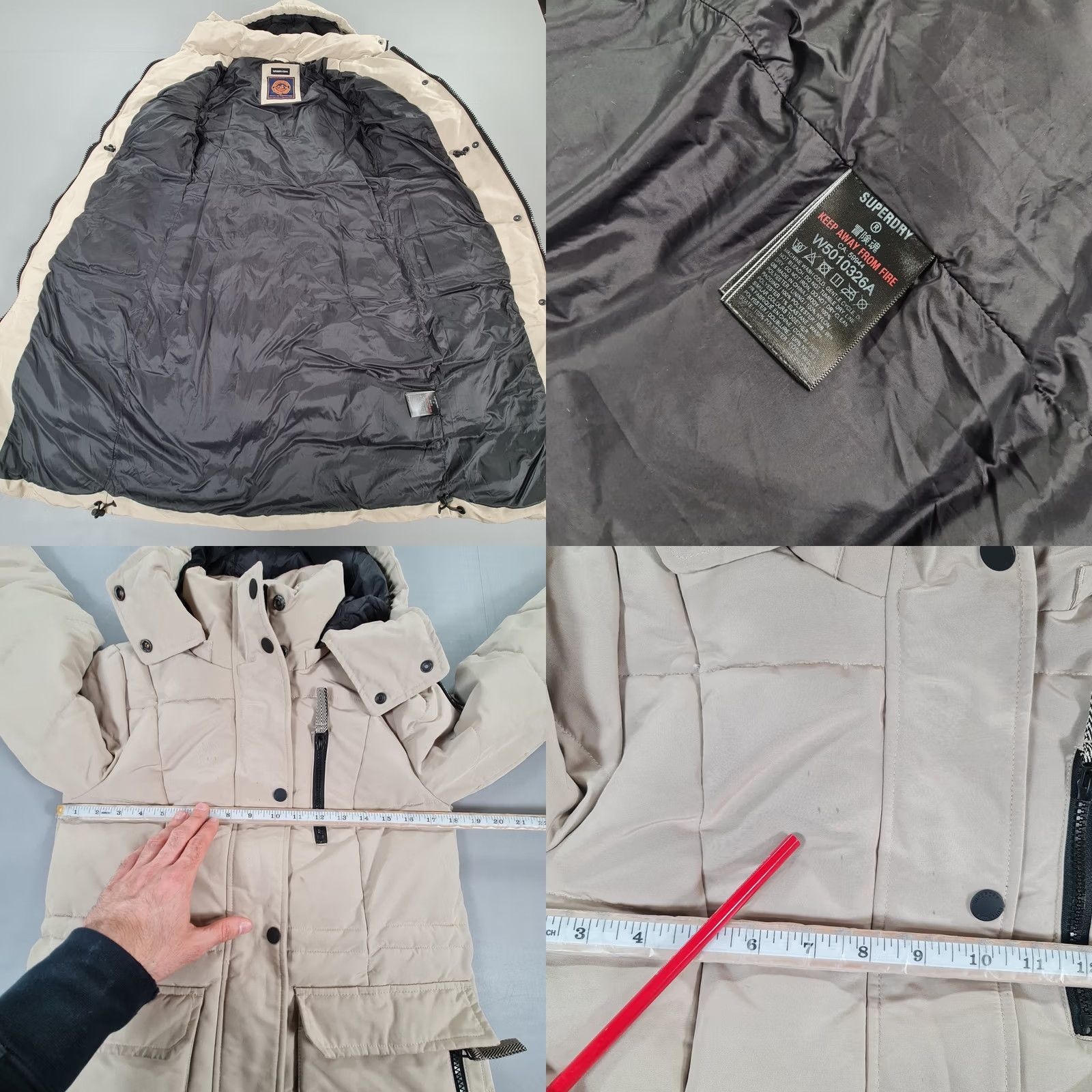 Superdry Superdry Womens Jacket Beige 8 UK Everest Longline Parka Hooded Size M / US 6-8 / IT 42-44 - 9 Thumbnail
