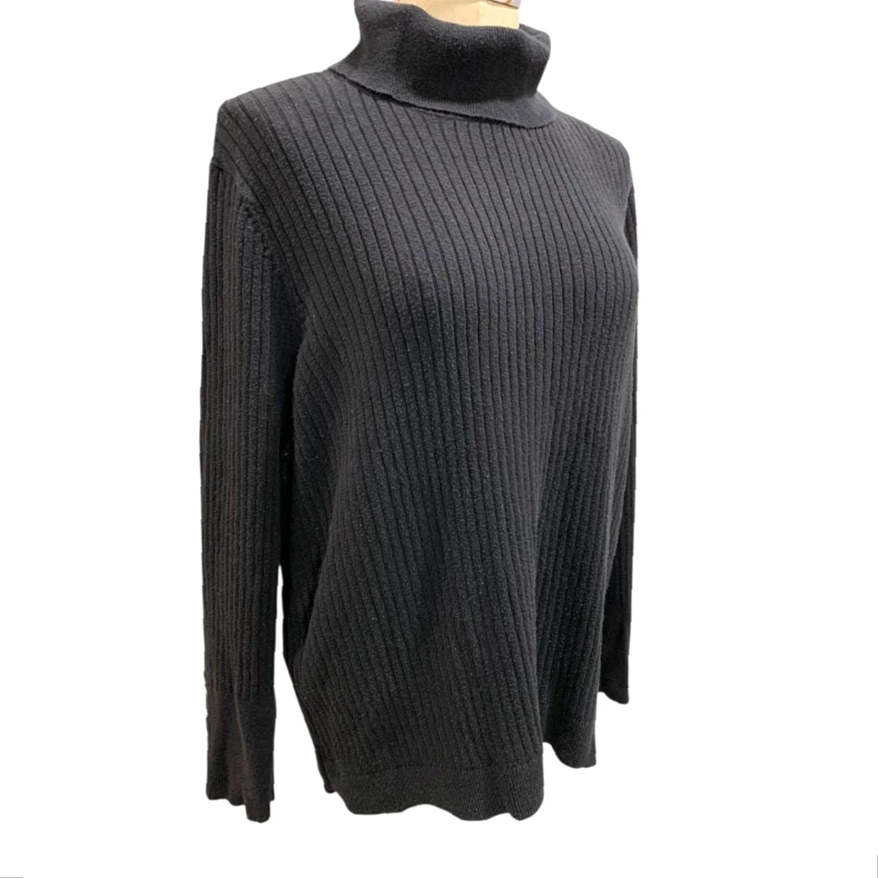 Talbots Talbots Womens Plus 2X Ribbed Black Turtleneck Sweater Pullover Size XXL / US 16-18 / IT 52-54 - 5 Thumbnail