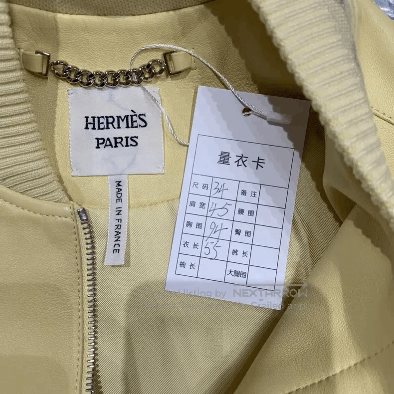 Hermes Hermes Solid Color Zipper Leather Jacket - Women's - Cream Size XXS / US 00 / IT 34 - 3 Thumbnail
