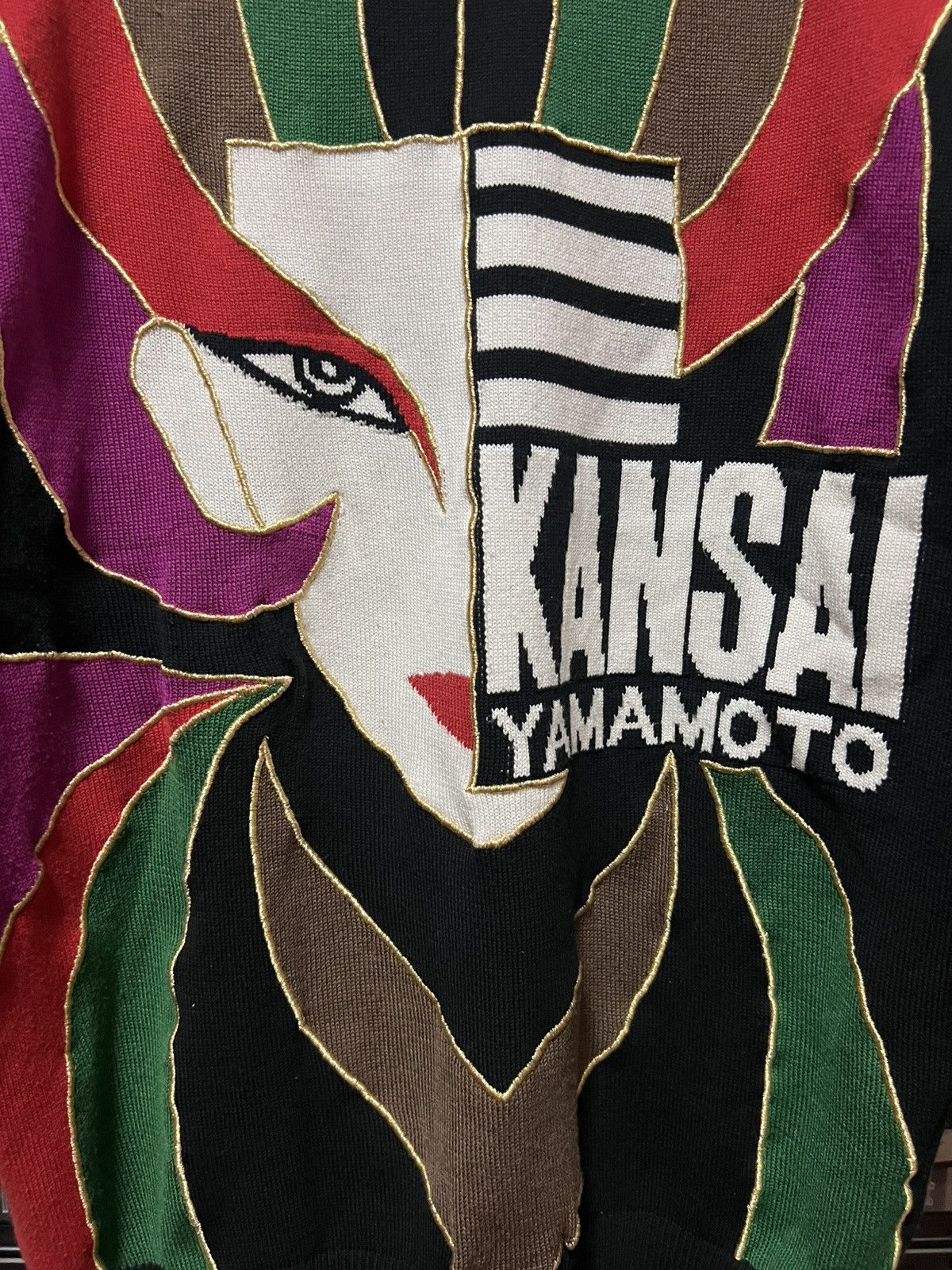 Kansai Yamamoto Kansai Yamamoto 80s Face Sweater tribute to David Bowie Size US L / EU 52-54 / 3 - 4 Thumbnail