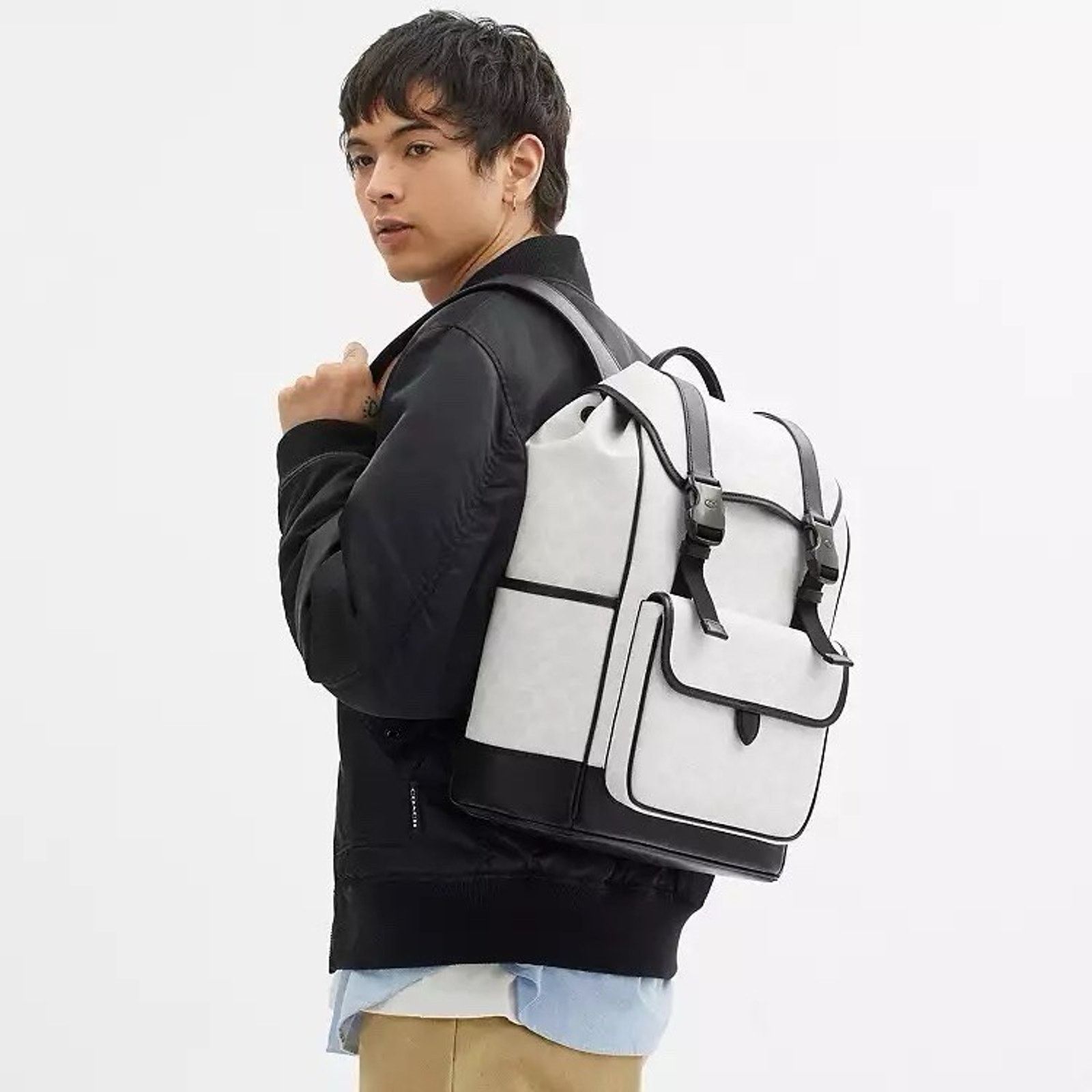 Coach NWT Coach MEN League Flap Backpack White/Black CU201 Size ONE SIZE - 9 Thumbnail