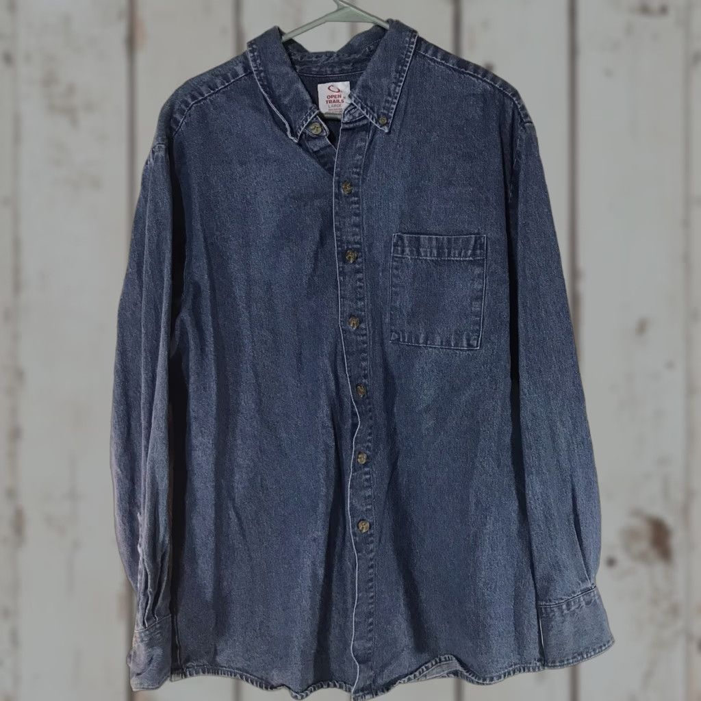 Rails Open Trails Button-Up Shirt Mens Size L Blue Denim Casual Workwear Size US L / EU 52-54 / 3 - 1 Thumbnail