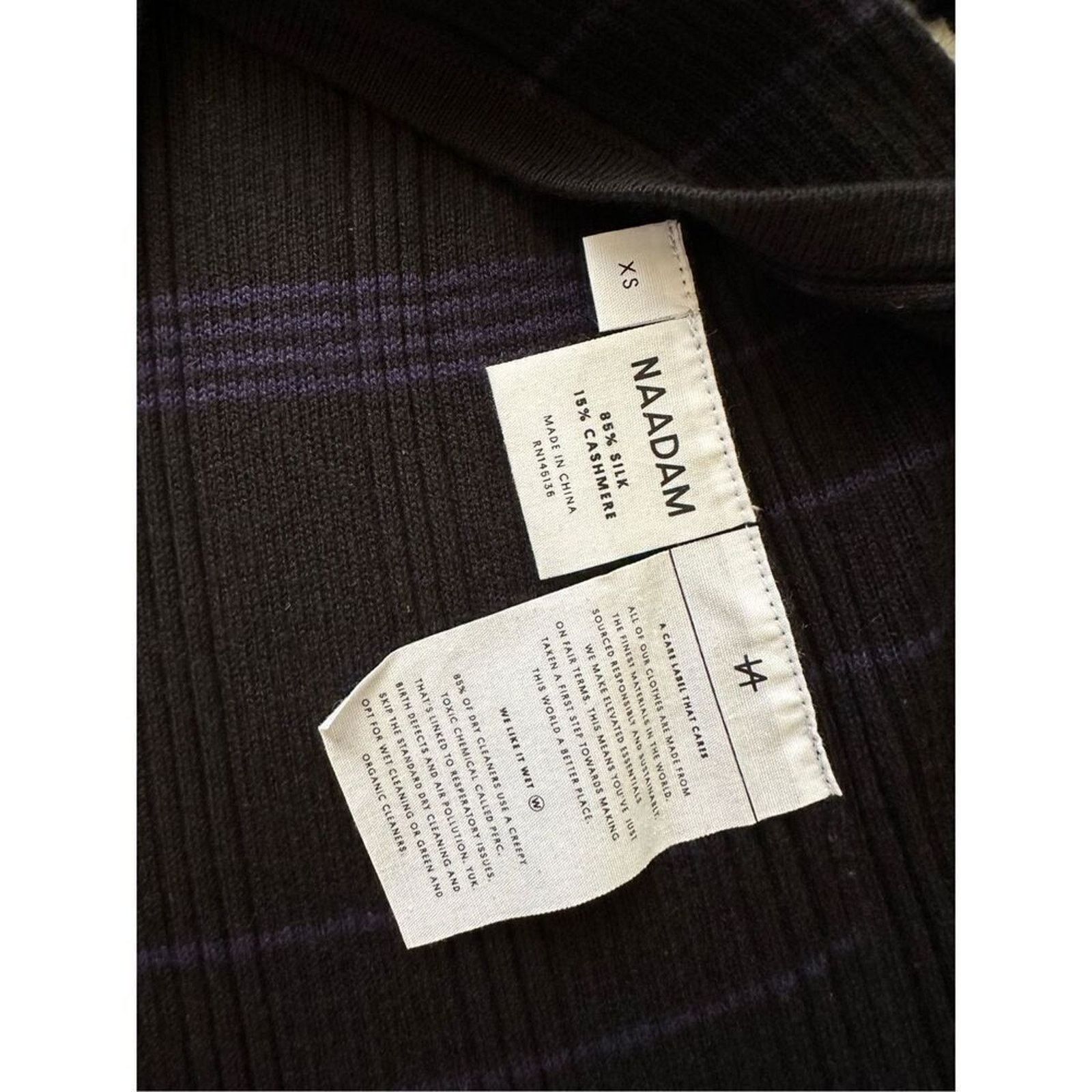 NAADAM Naadam Silk & Cashmere Duster Cardigan - Black/Purple Stripe Size XS / US 0-2 / IT 36-38 - 3 Thumbnail